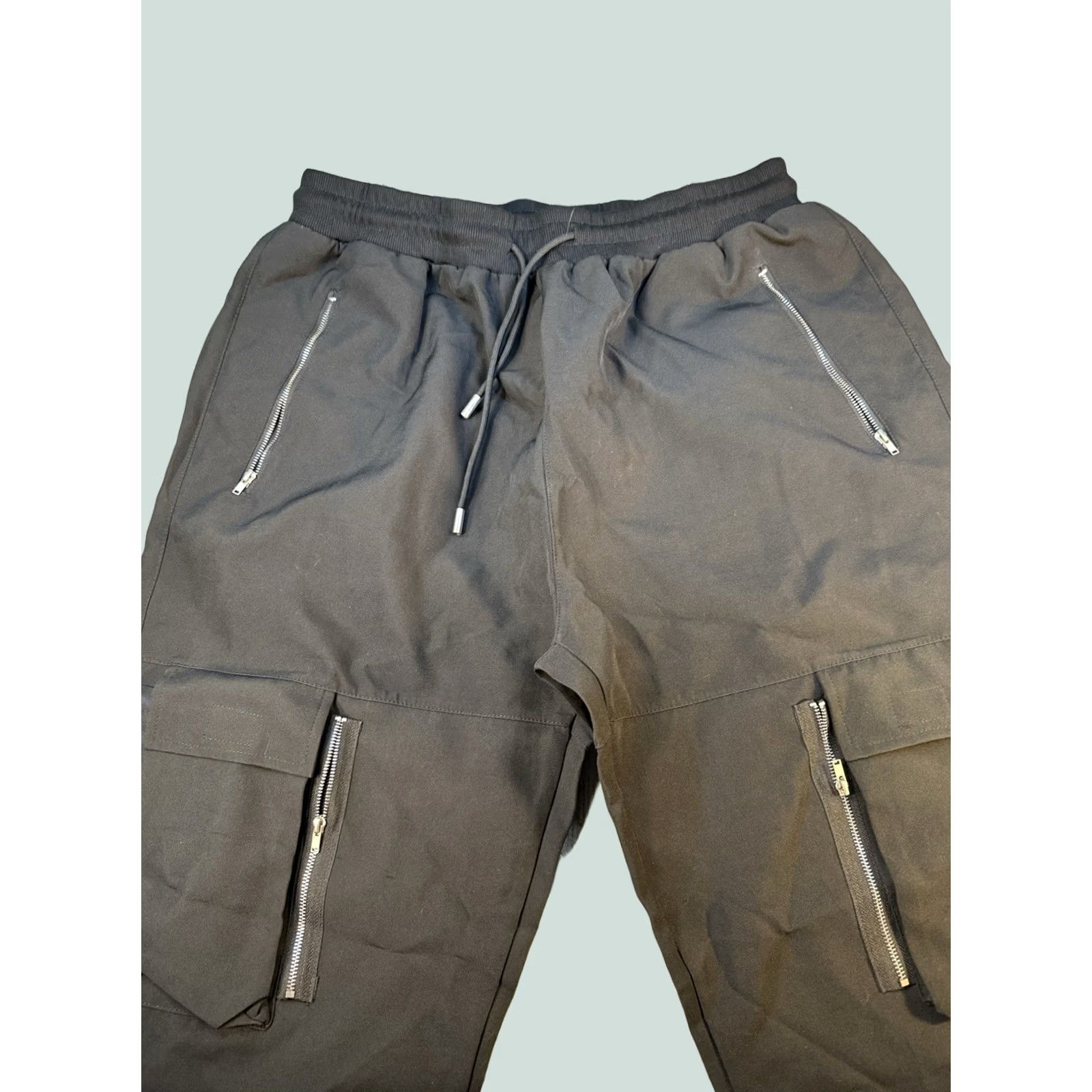 Vintage Mens Cargo Jogger Pants 2XL Black Zipper Pockets Drawstring Waist Size US 39 - 1 Thumbnail