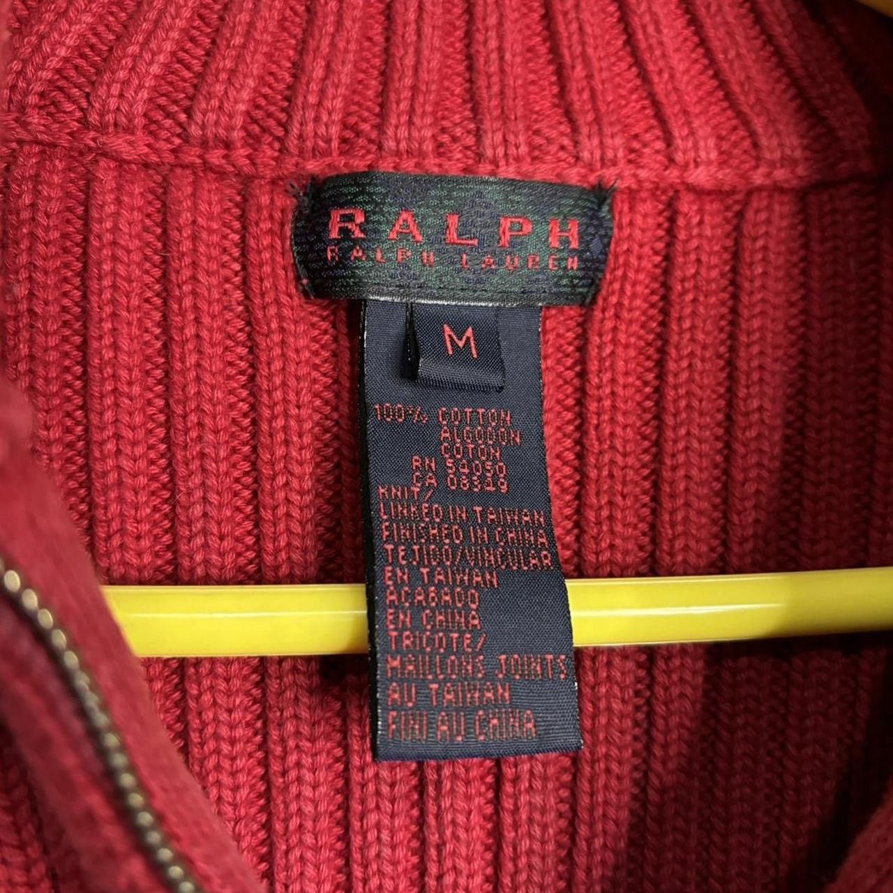 Ralph Lauren × Vintage Vintage Y2K Ralph Lauren Red Quarter Zip Knit Sweater Size M / US 6-8 / IT 42-44 - 6 Thumbnail