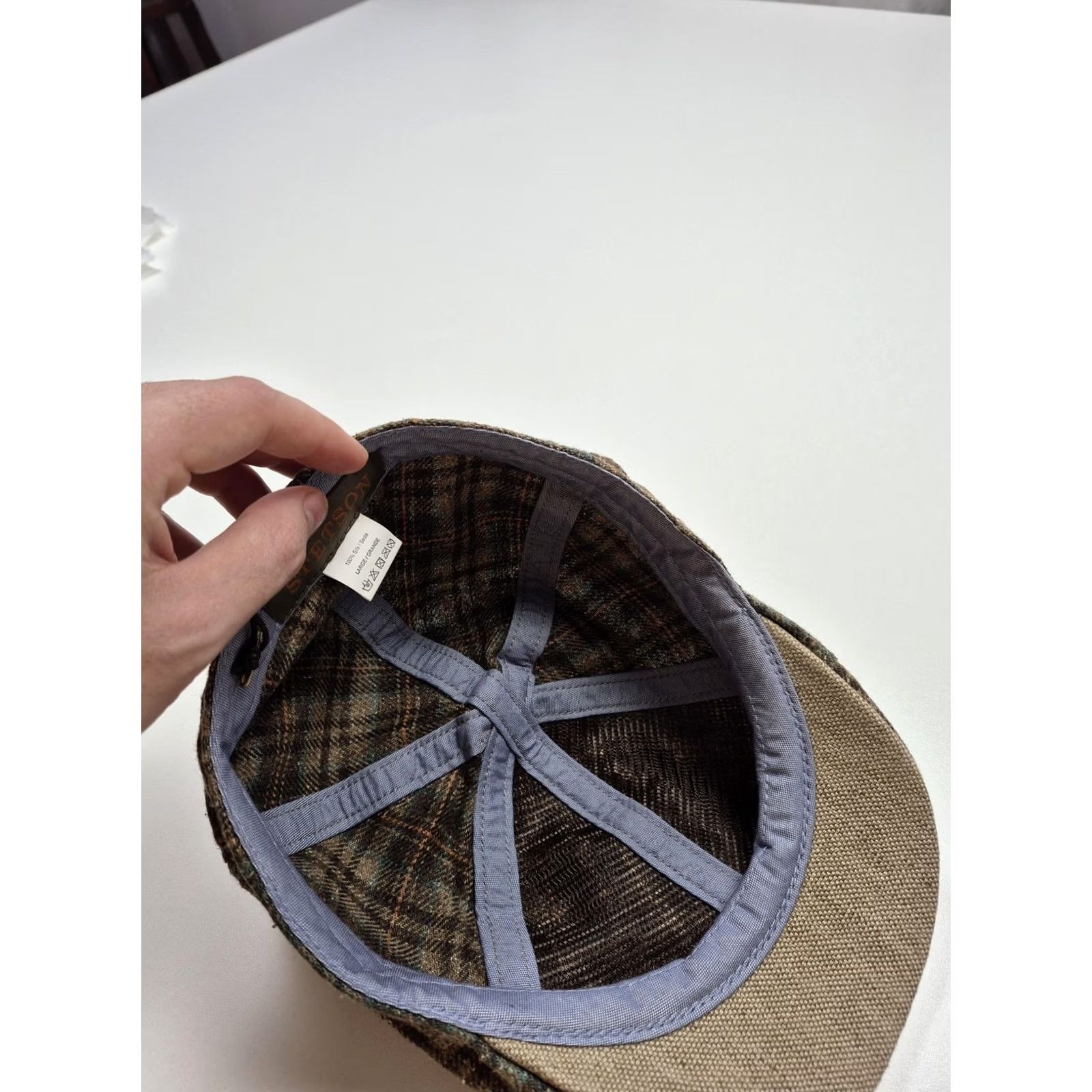Stetson Stetson Newsboy Cap Mens Large Brown Plaid Silk Tweed Sun Guard UV Protection Listed Cap Size ONE SIZE - 6 Thumbnail