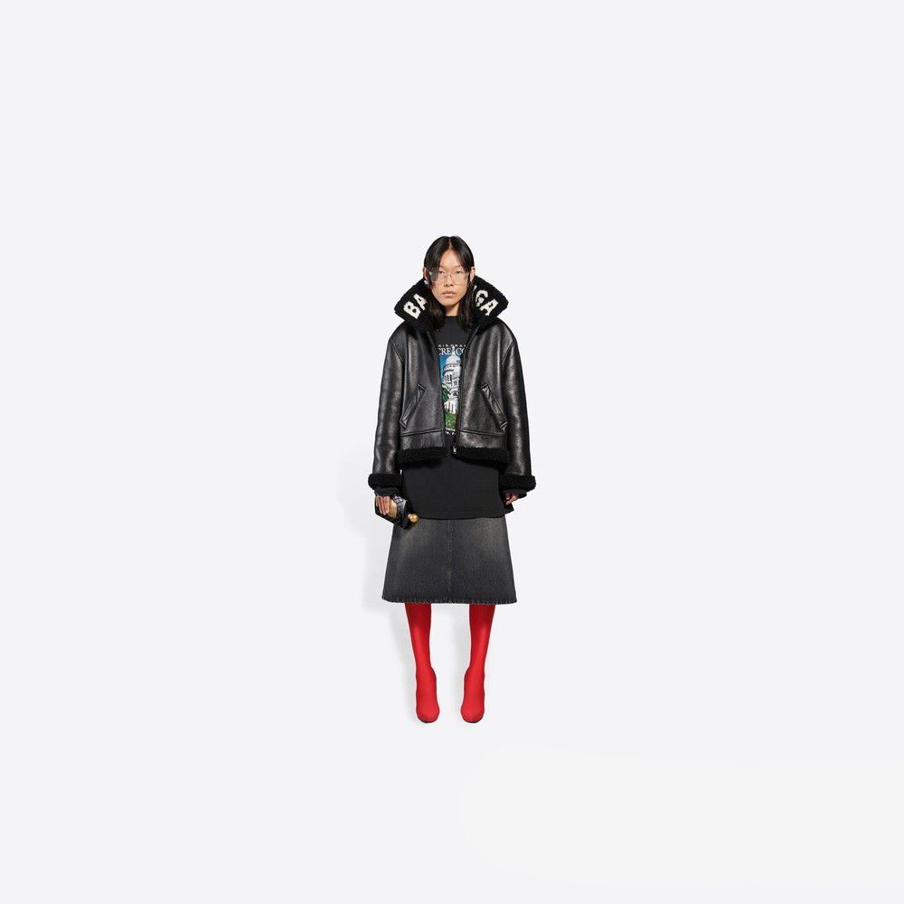 Balenciaga o1s1rm1025 Cocoon Shearling Jacket in Black Size XS / US 0-2 / IT 36-38 - 3 Thumbnail