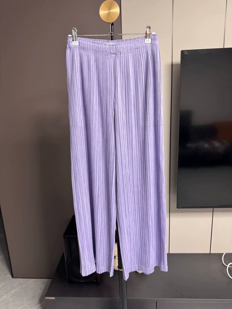 Issey Miyake Issey Miyake Purple Straight-Leg Pants - dmc Size US 30 / EU 46 - 1 Thumbnail