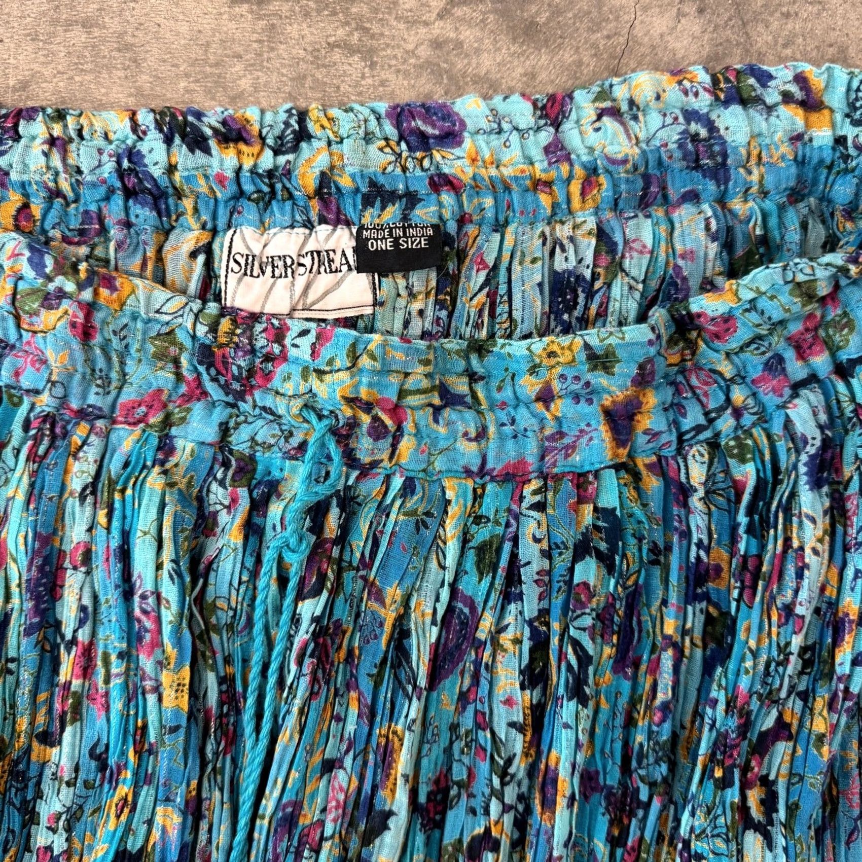 Vintage VINTAGE Y2K Cottagecore Fairy Floral Blue Wimsical Metallic Tier Midi Skirt L Skirt Women Reg Flare Midi Blue Womens L Size 36" / US 14 / IT 50 - 3 Thumbnail