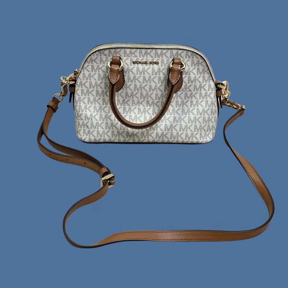 Michael Kors Michael Kors Satchel Crossbody Bag Womens Small Signature Logo Acorn Vanilla Size ONE SIZE - 1 Thumbnail