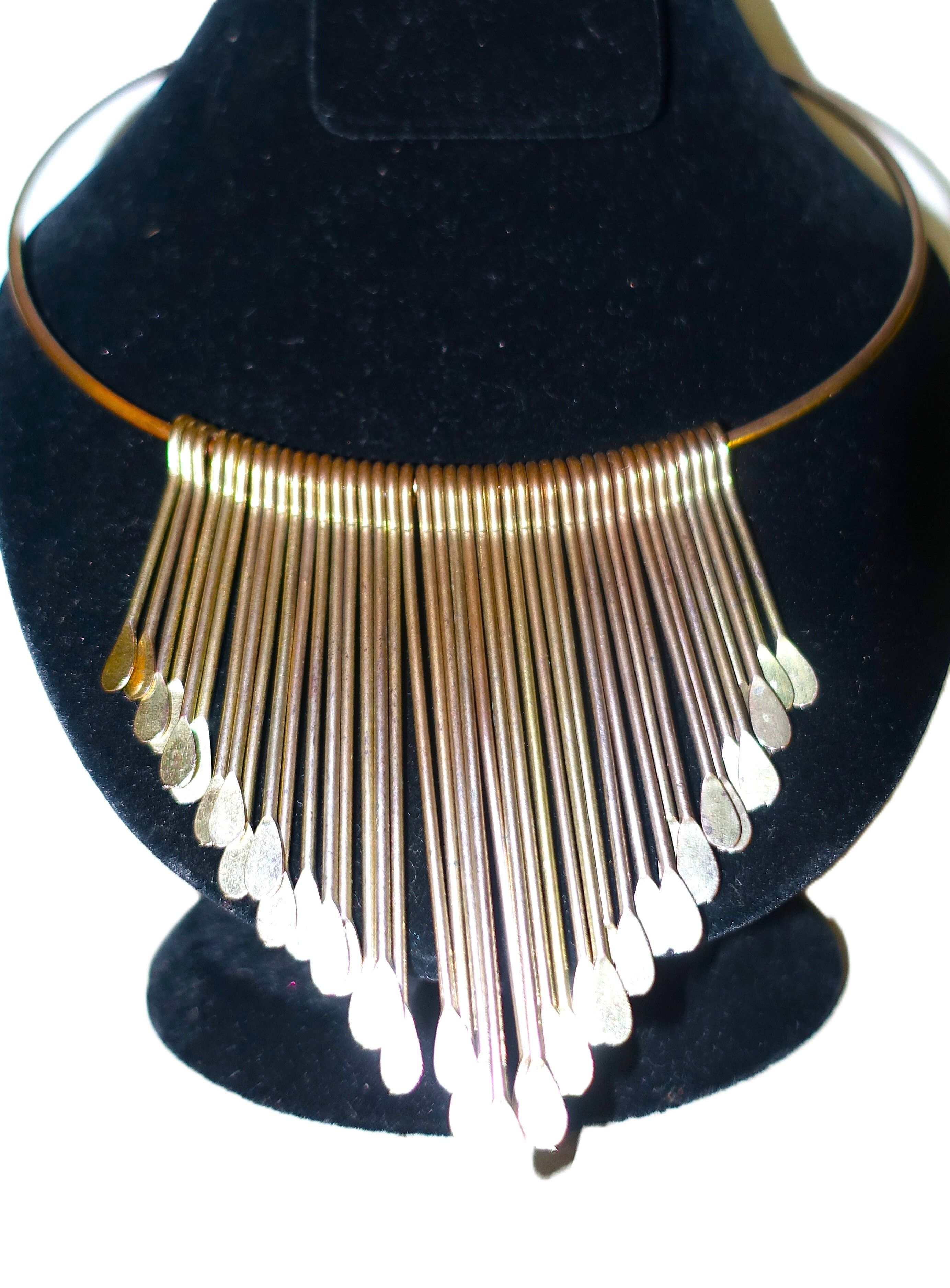 Vintage Gold Tone Tapered Tassel Choker Necklace Size ONE SIZE - 5 Thumbnail