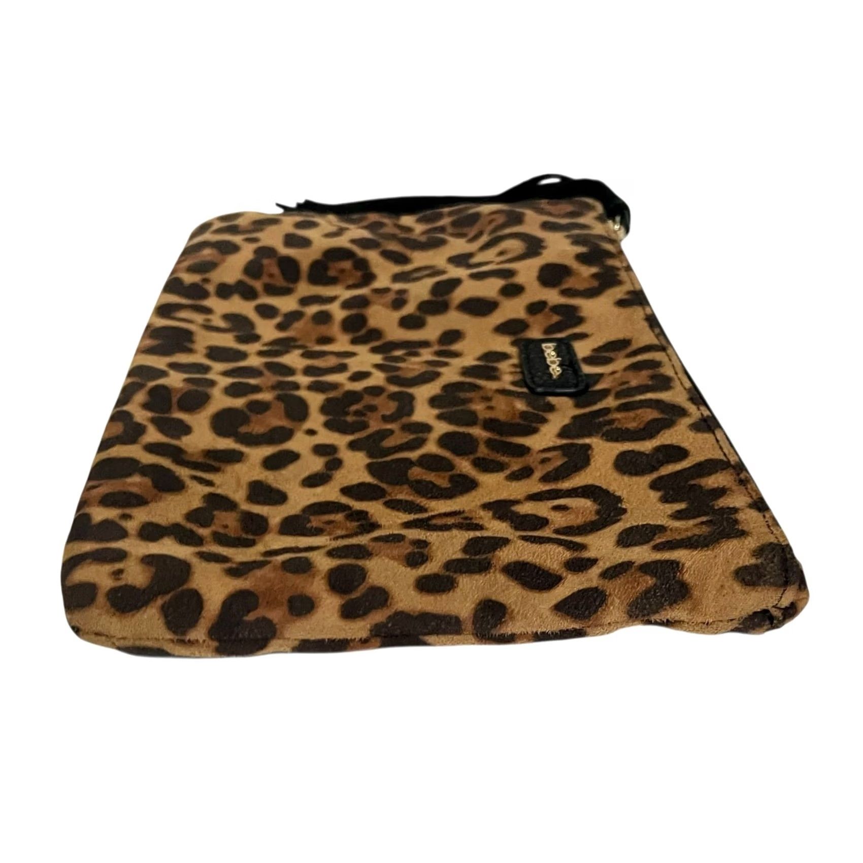 Bebe Bebe Make-Up Bag Pouch Animal Print Brown Tassel Zipper 12x7.5 Clutch Women, Animal Print, Brown, Zip, 12x7.5, Preowned, Clutch Bag, Makeup Bag, Bebe Size ONE SIZE - 6 Thumbnail