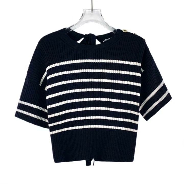 Dior Dior Striped Wool Back Cutout Sweater Size XXS / US 00 / IT 34 - 1 Thumbnail