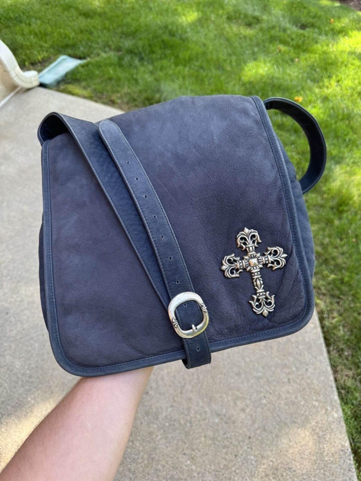 Chrome Hearts Messenger Bag Filgree Crossbody in Blue, Men's