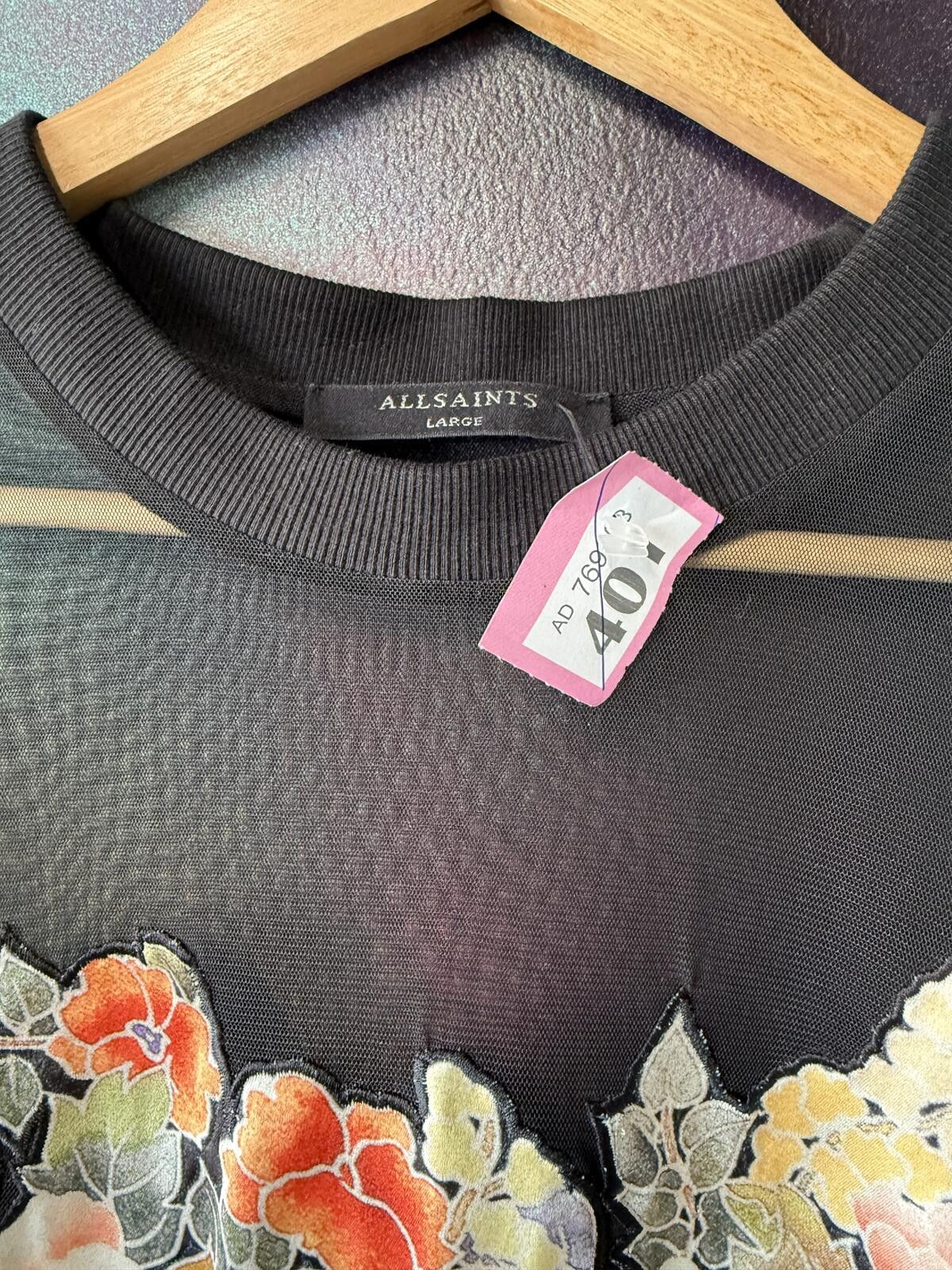 Other All saints Kelly sheer mesh floral applied dress -black Size ONE SIZE - 2 Thumbnail