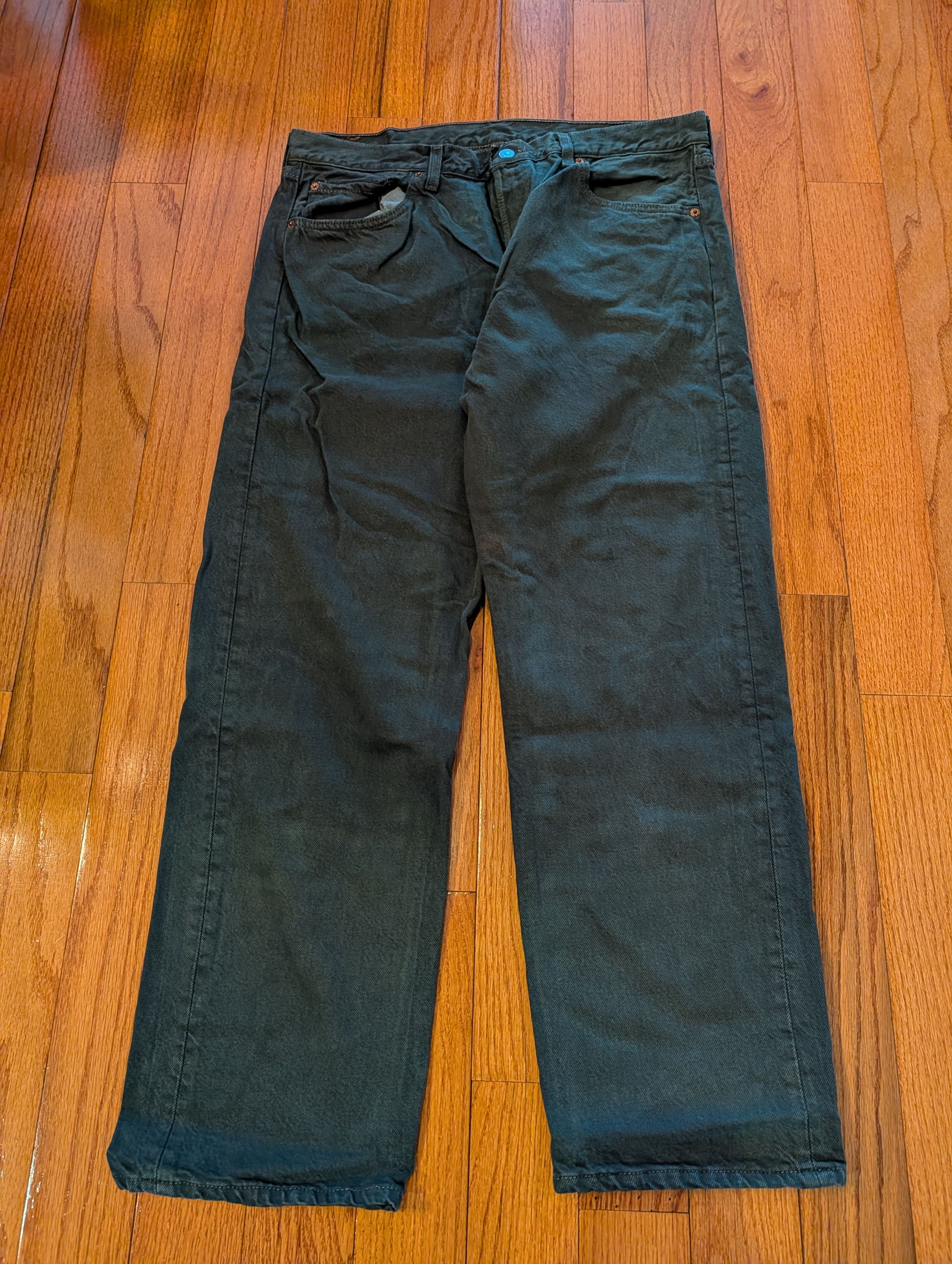 Levi's Vintage Levi’s 501 Button Green Jeans Made USA Men’s 38x30 Size US 38 / EU 54 - 4 Thumbnail