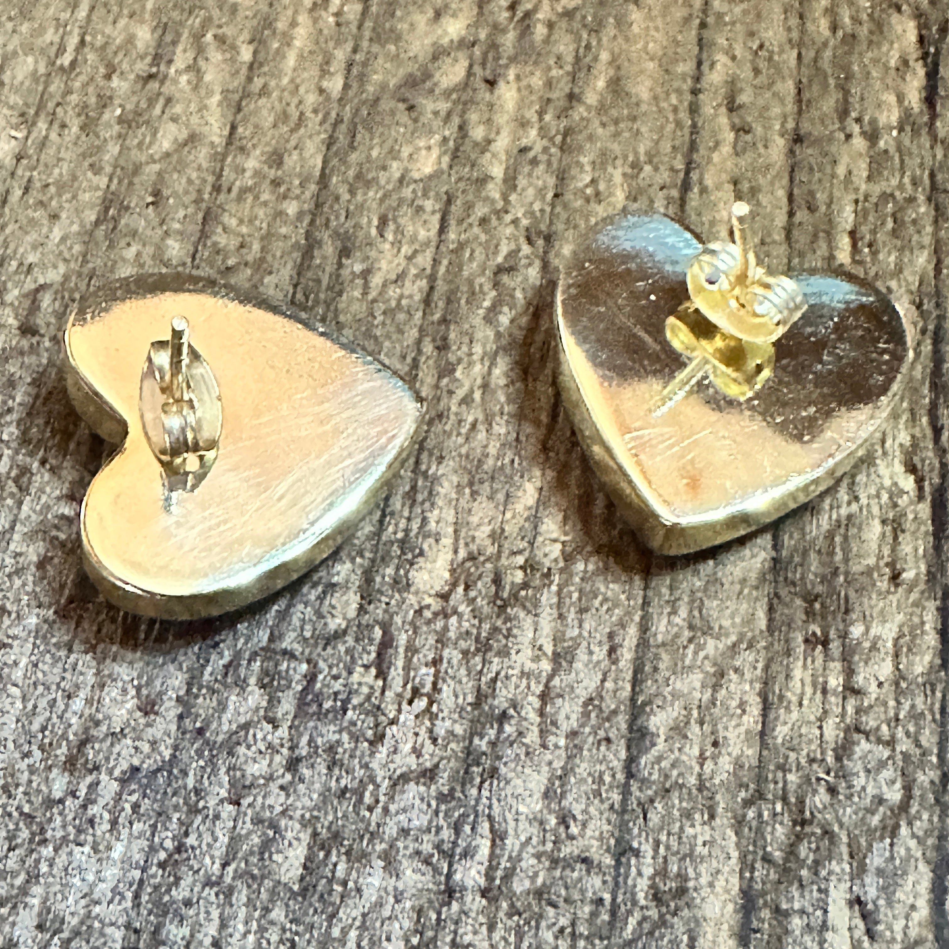 Other Handmade Dahlia Rose Heart Stud Earrings, Natural Stone, The Size ONE SIZE - 4 Thumbnail