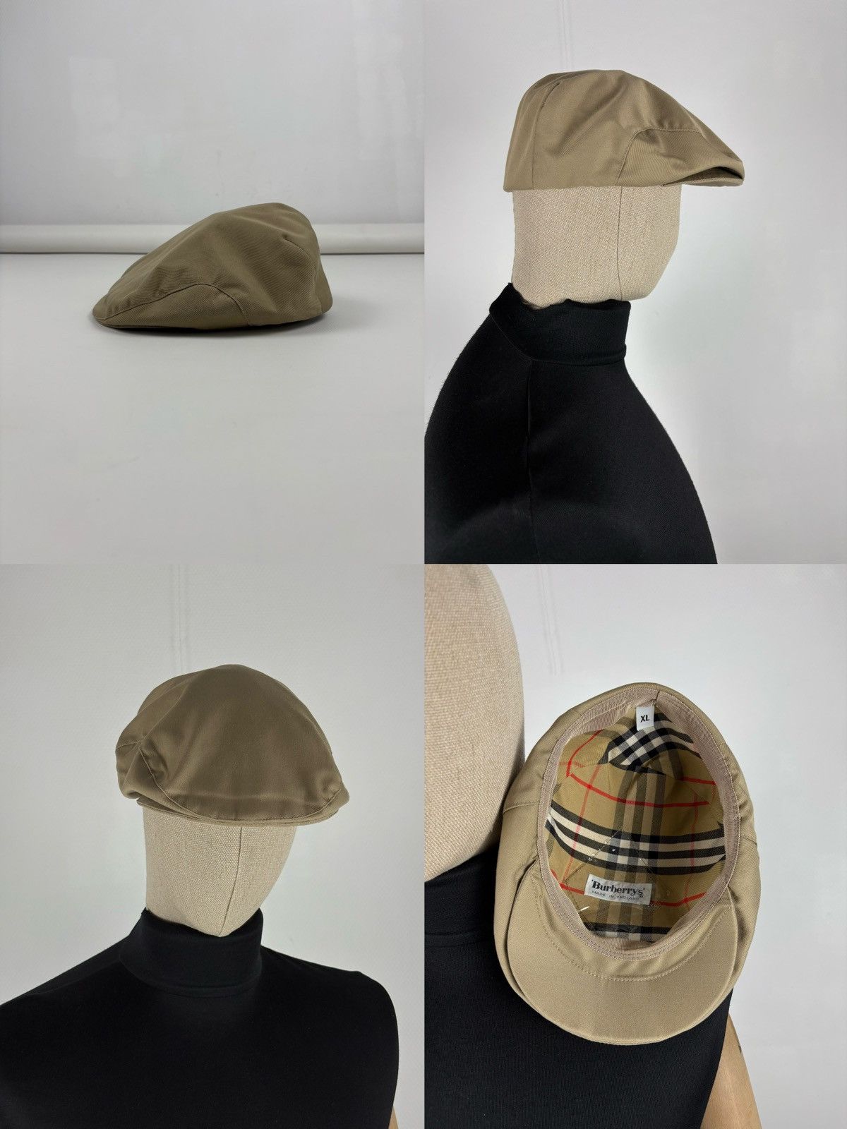 Burberry Rare 90's Burbeerry's Nova Check Lining Tan Plaid Flat Newsboy Cap Visor Driver Hat Size ONE SIZE - 1 Thumbnail