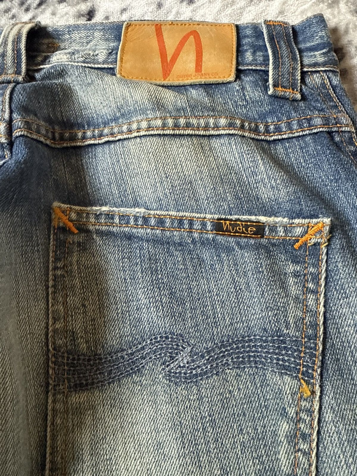 Nudie Jeans Vintage Nudie Low Slim Jim Indigo Thread Jeans Size US 30 / EU 46 - 15 Thumbnail
