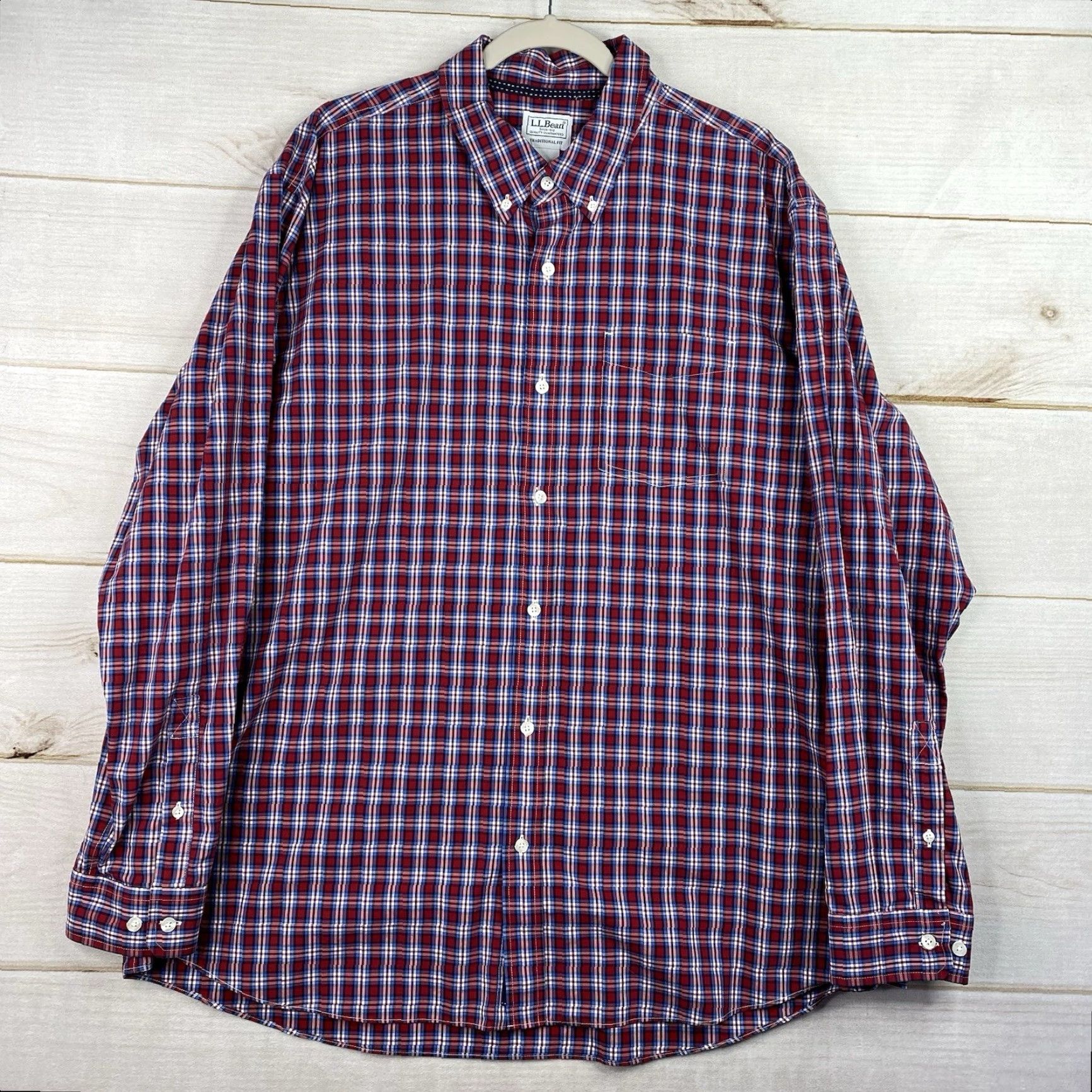 Vintage L.L. Bean Shirt Mens XL Red White Blue Plaid Traditional Fit Button-Down Long Sleeve Casual Shirt Mens XL Plaid Cotton USA Classic Button-Up Size US XL / EU 56 / 4 - 2 Thumbnail