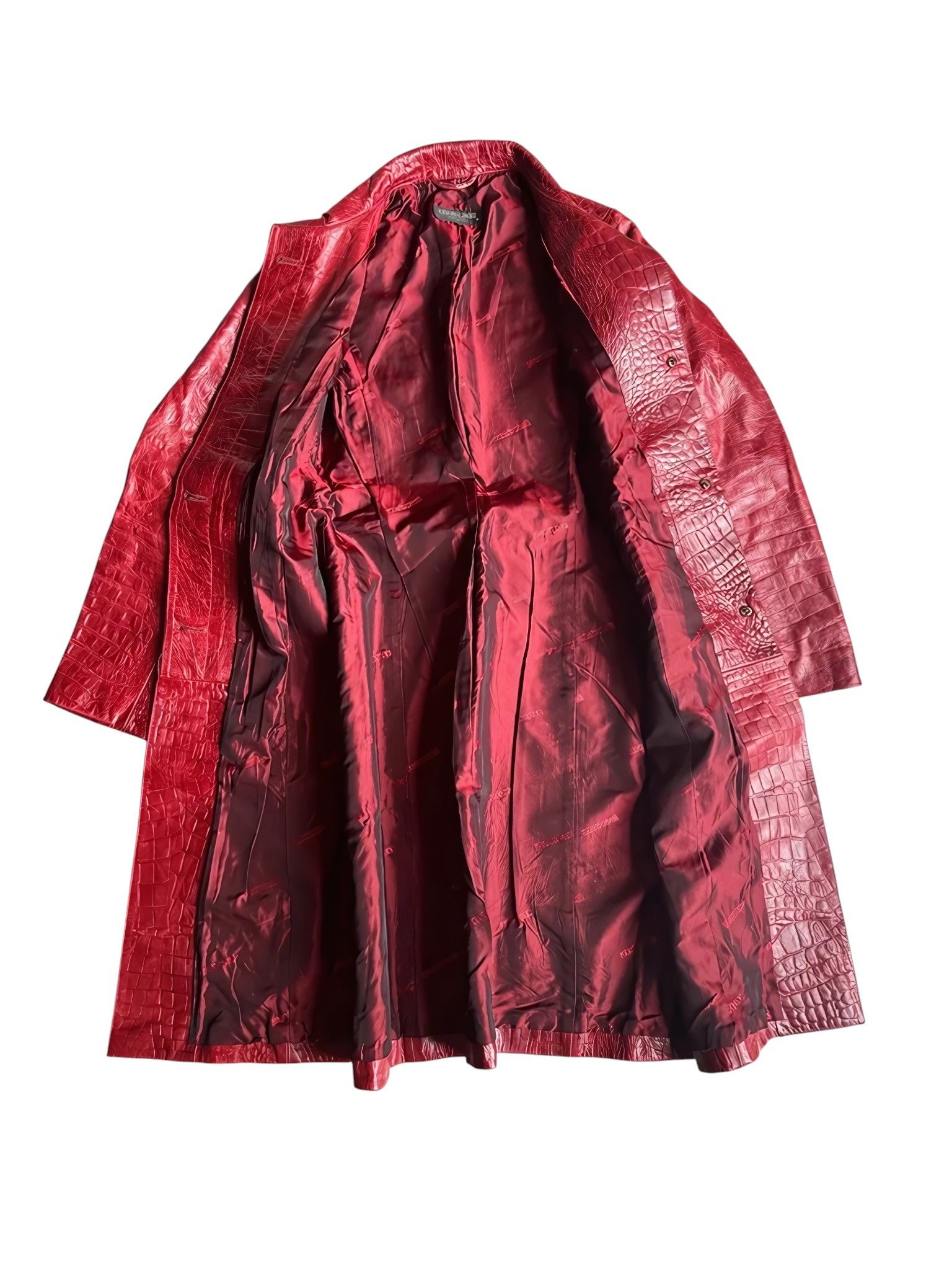 Roberto Cavalli F/W 2000 RUNWAY CROCODILE EMBOSSED LEATHER COAT Size S / US 4 / IT 40 - 4 Thumbnail