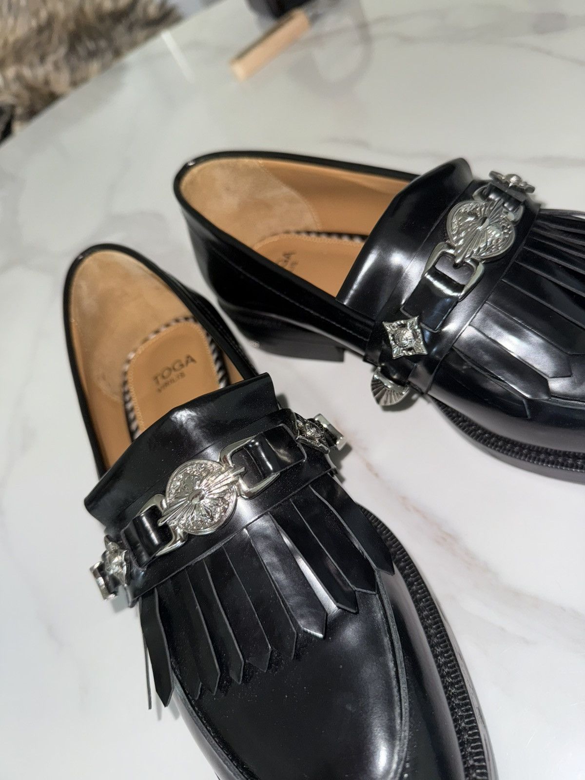 TOGA VIRILIS TOGA VIRILIS Buckle-Detailed Brushed Leather Loafers Size US 9 / EU 42 - 9 Thumbnail