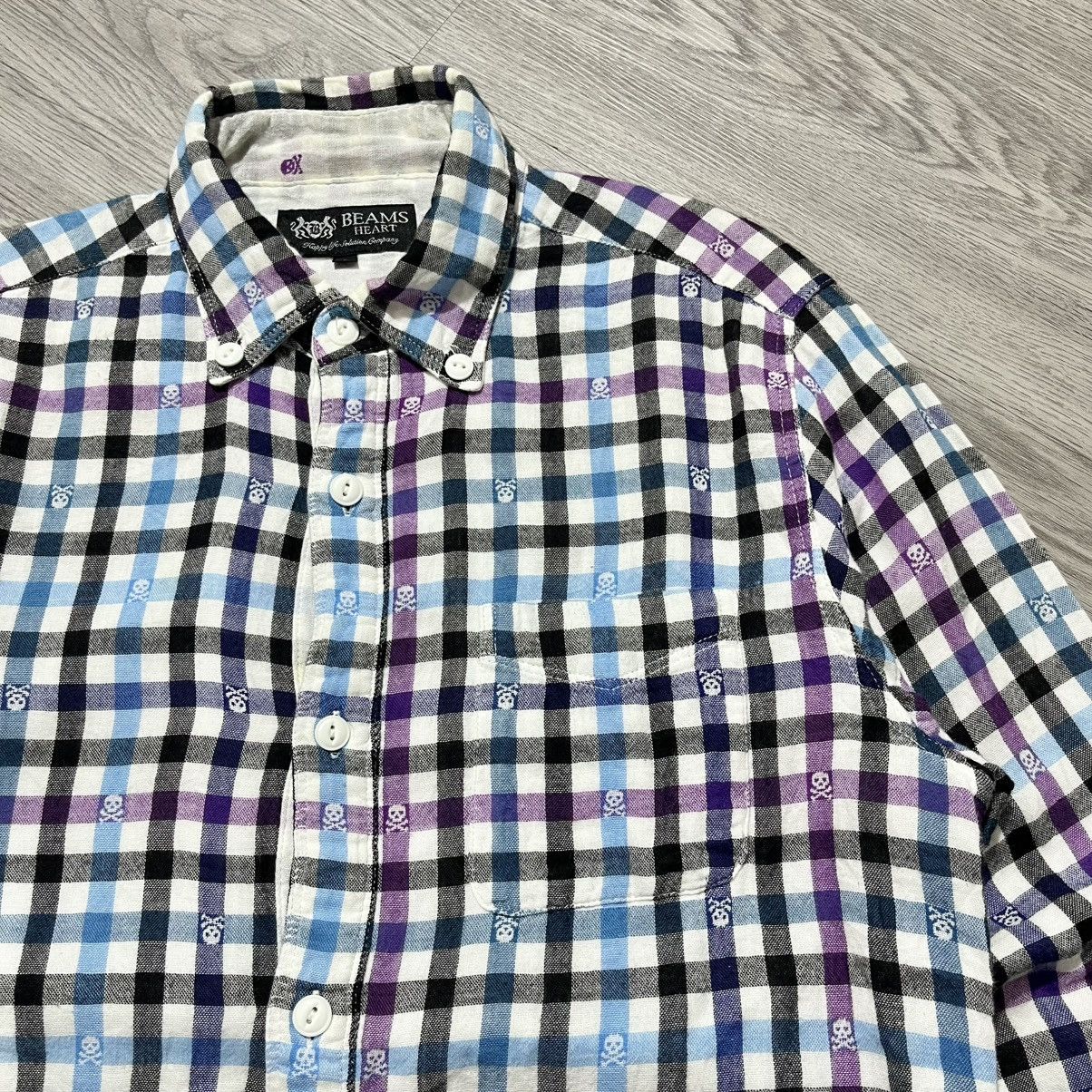 Beams Plus 2000s Beams Heart Skull Punk Logo Aop Plaid Shirt Button Up Size US S / EU 44-46 / 1 - 5 Thumbnail