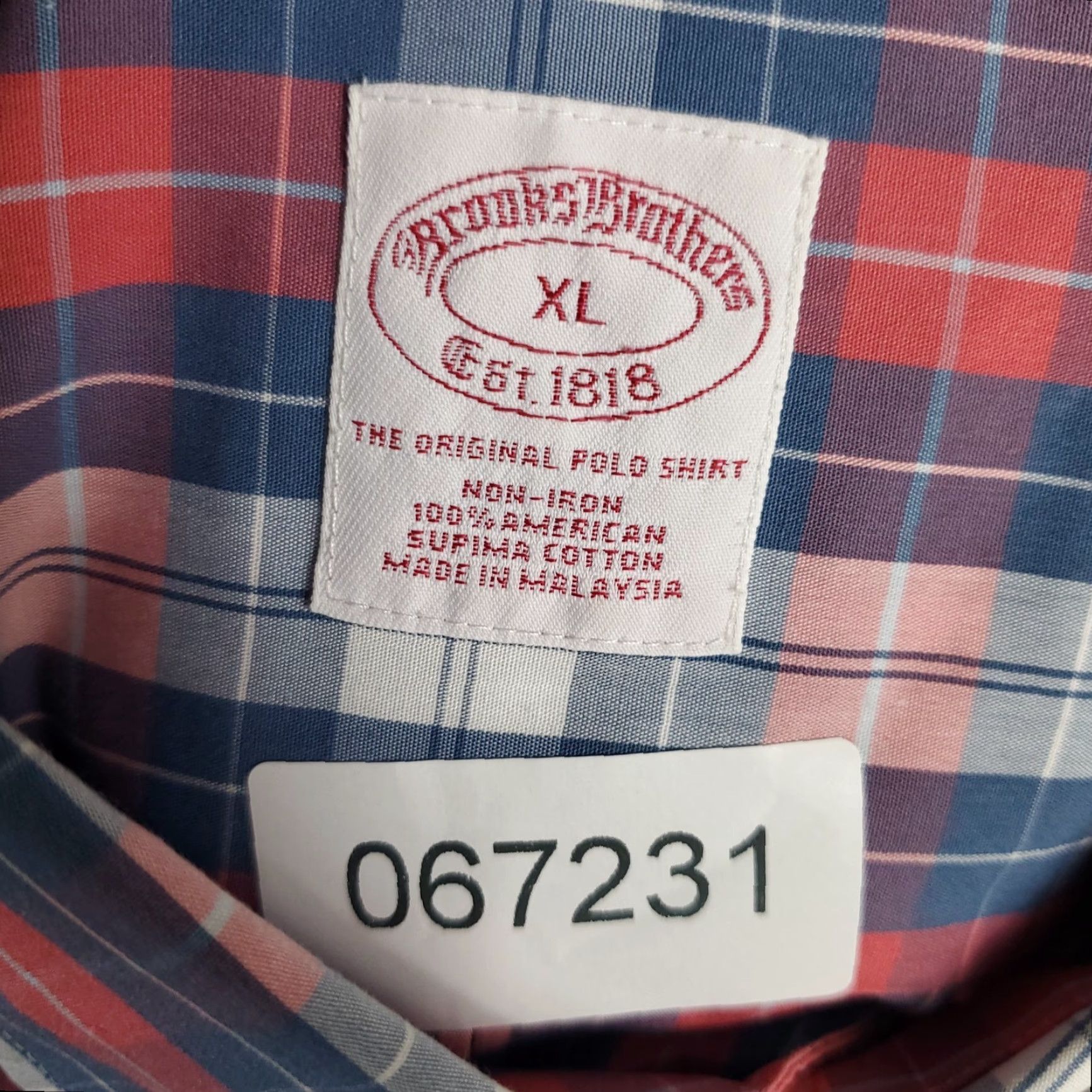 Brooks Brothers Brooks Brothers Shirt Mens XL Blue Pink Plaid Button-Up Short Sleeve | Button-Down Collared Cotton Knit? Size US XL / EU 56 / 4 - 6 Thumbnail