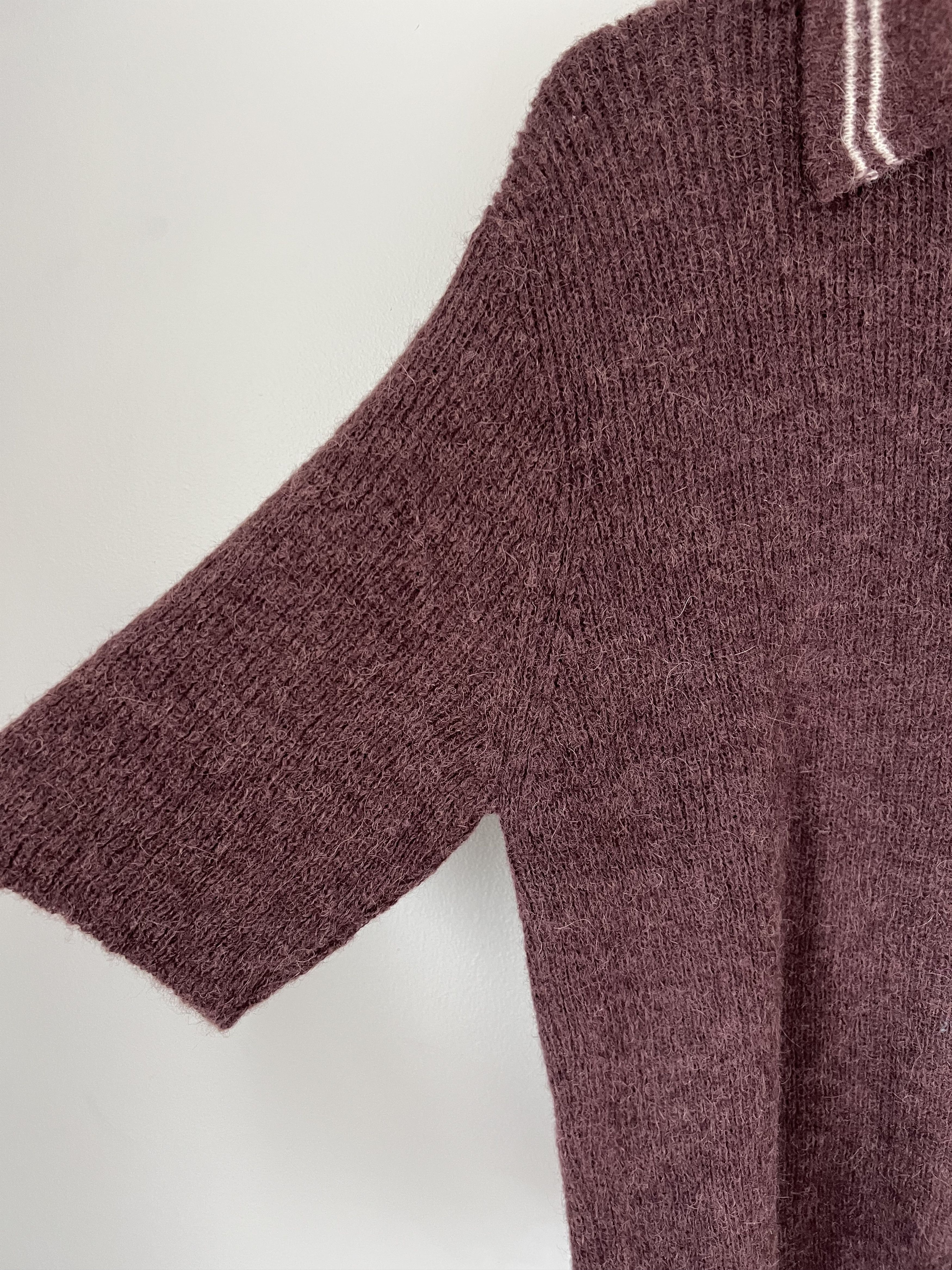 Our Legacy Our Legacy Traditional Polo in Fuzzy Alpaca Eggplant Size US M / EU 48-50 / 2 - 4 Thumbnail