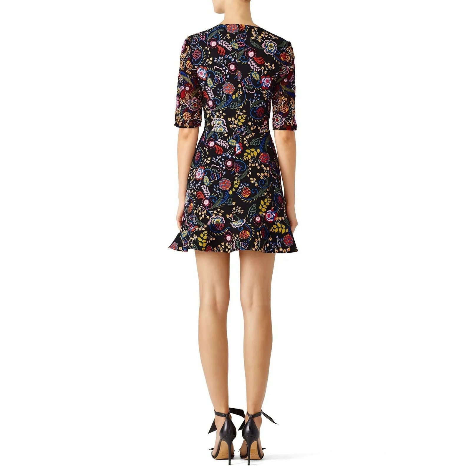 Other Saloni Celia B Lined Dark Blue Floral Polyester Mini 2 Size XS / US 0-2 / IT 36-38 - 2 Thumbnail