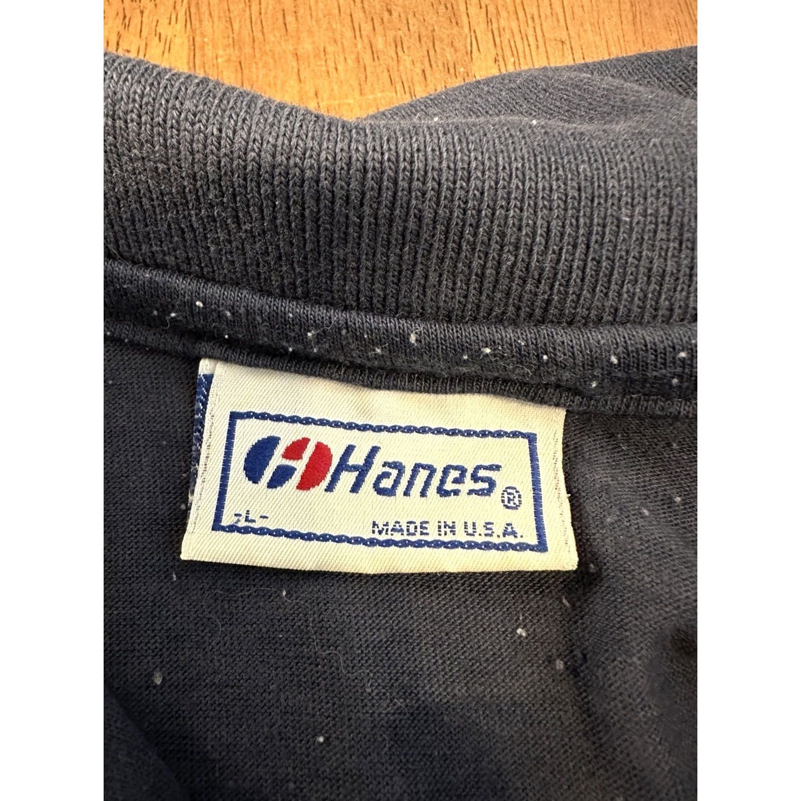 Hanes VINTAGE 80s Polo Shirt Navy Blue Veterans Medium Mens Size US M / EU 48-50 / 2 - 2 Thumbnail