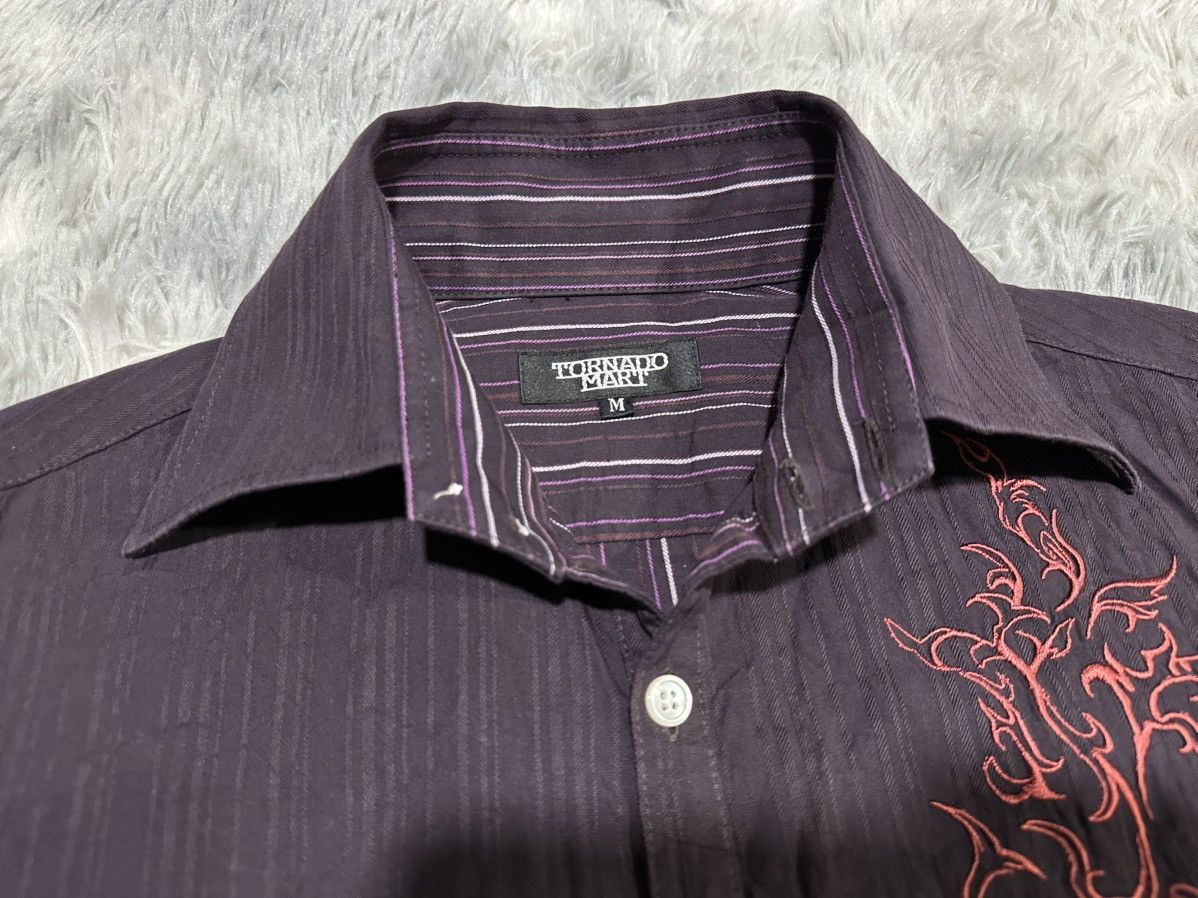 Tornado Mart 🔥Sick Y2K Tornado Mart Striped Shirt Tribal Embroidered Size US M / EU 48-50 / 2 - 8 Thumbnail