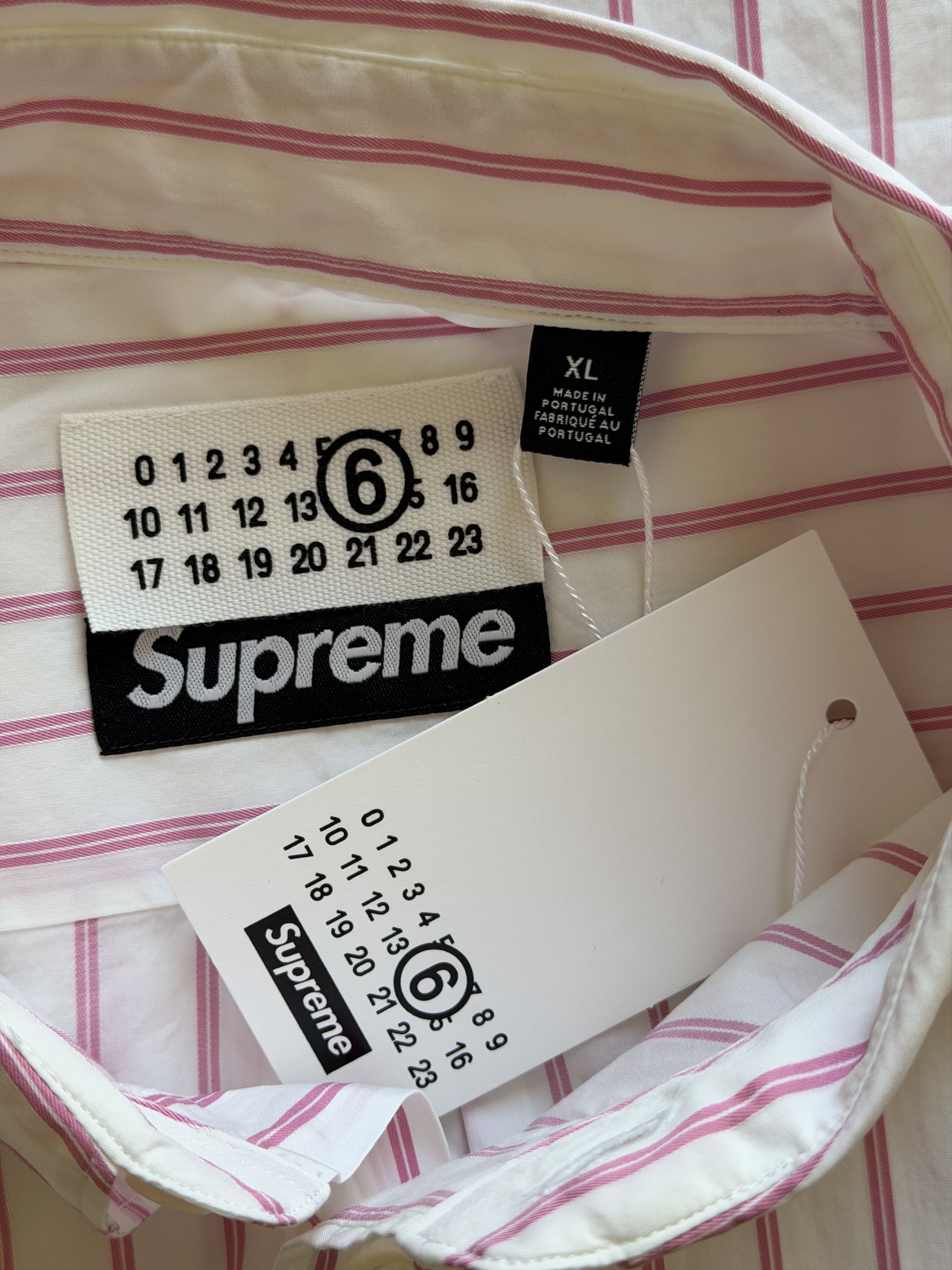 Maison Margiela × Supreme Supreme MM6 Maison Margiela Stripe Button Up Shirt in Pink Size US XL / EU 56 / 4 - 7 Thumbnail