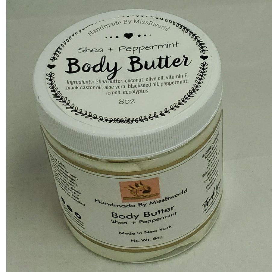 Handmade Shea Peppermint Body Butter Natural Moisturizer Handmade 8oz Size ONE SIZE - 2 Thumbnail