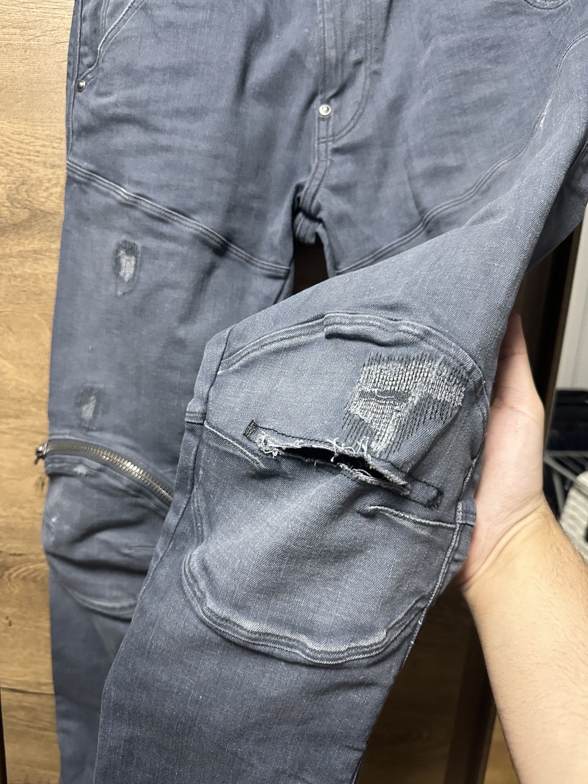 G-Star 29x32 G-Star 3D Zip Knee Pocket Distressed Skinny Jeans Size US 29 - 8 Thumbnail