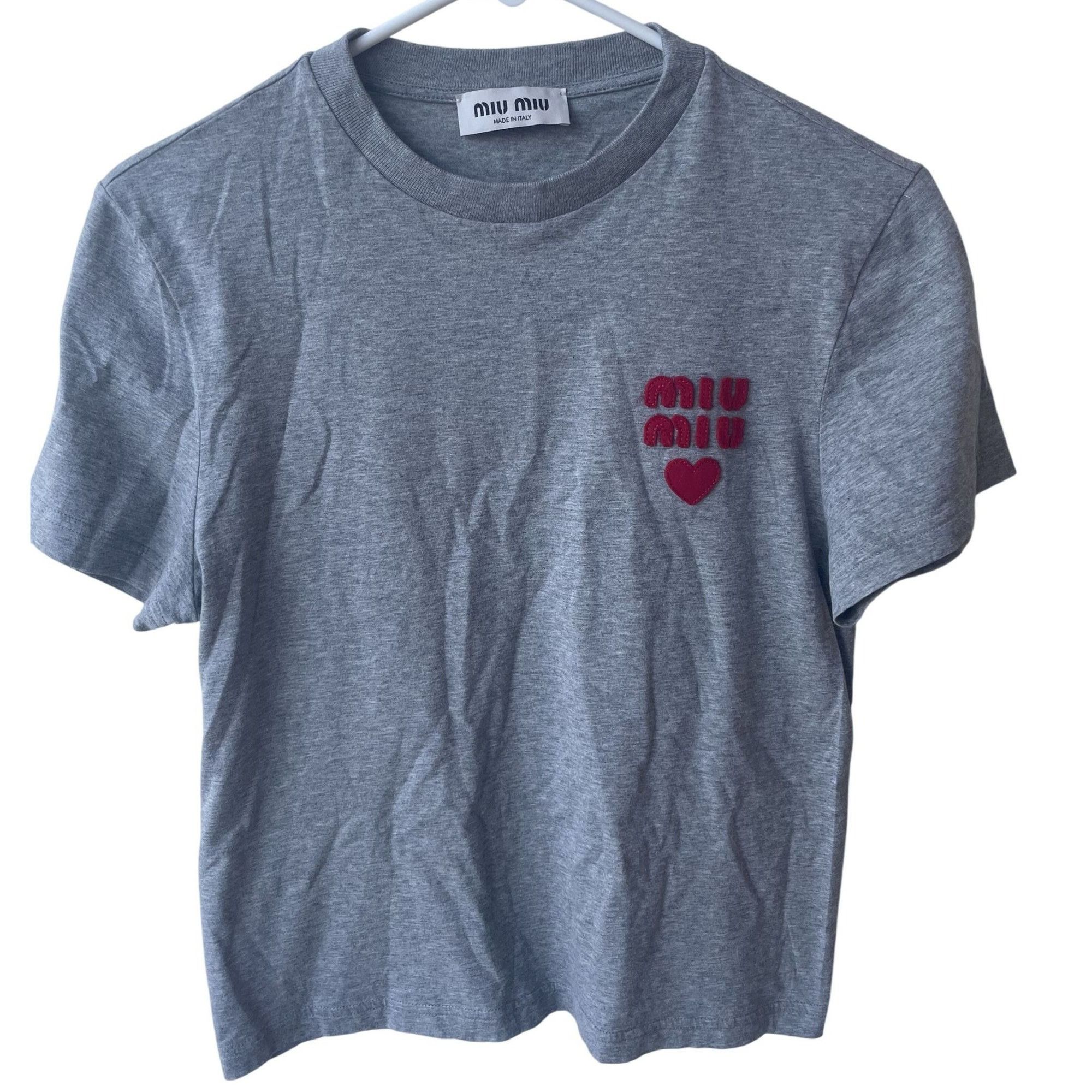 MIU MIU ハート柄 Tシャツ　S Miu Miu ブラック ハート柄 Tシャツ Sサイズ