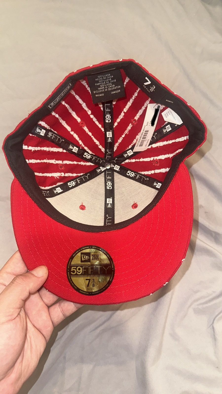 New Era × Supreme Supreme text stripe New Era Hat Size ONE SIZE - 5 Thumbnail