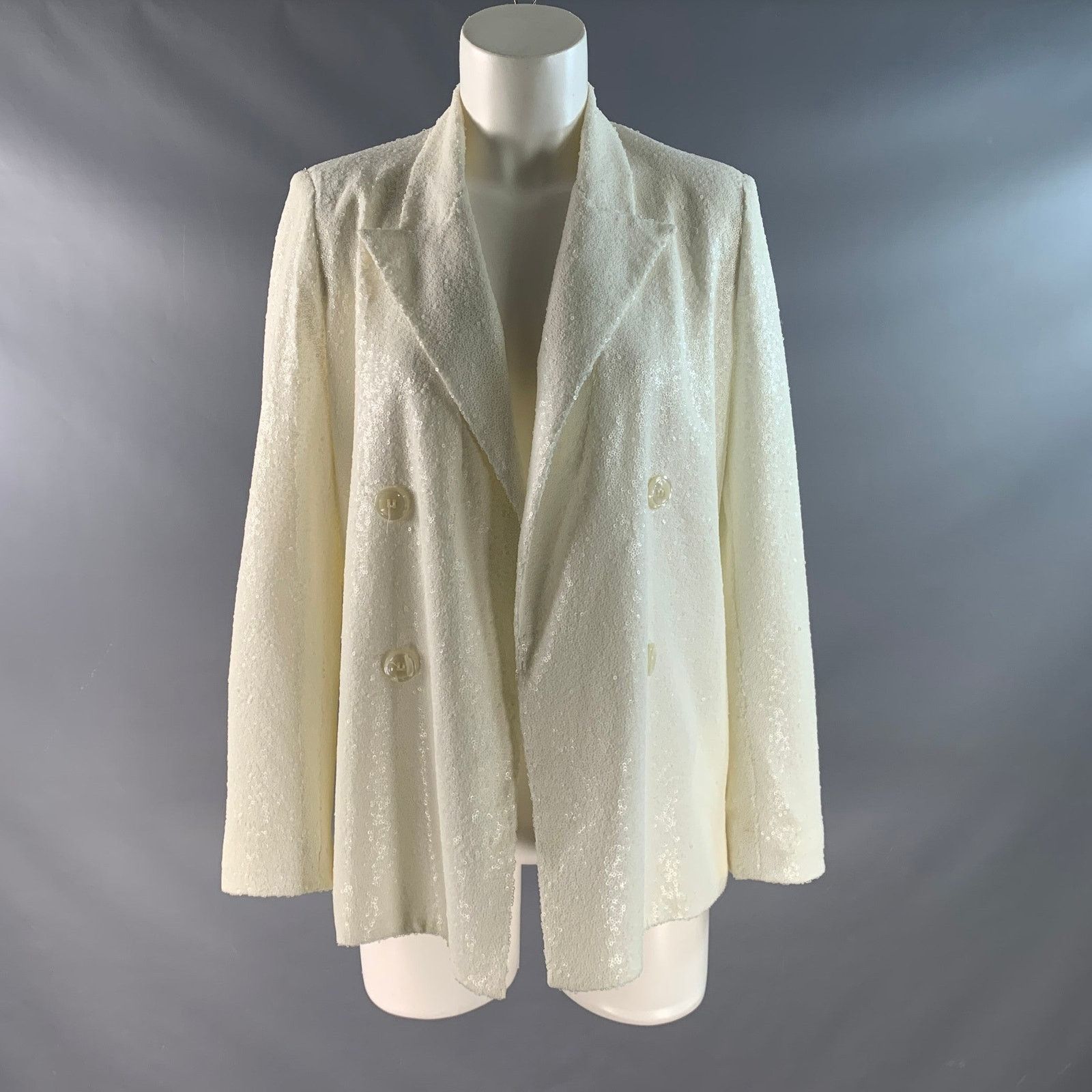 Black Halo Size S Beige Nylon Sequined Double Breasted Pants Suit Size S / US 4 / IT 40 - 1 Thumbnail