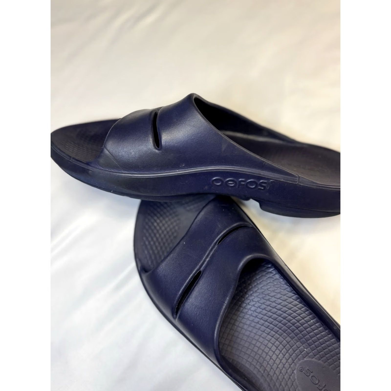 Vintage OOFOS Ooahh Men Slide Recovery Comfort Sport Sandal Navy Blue Womens 11 Size 9 US Navy Blue Size US 9 / IT 39 - 2 Thumbnail