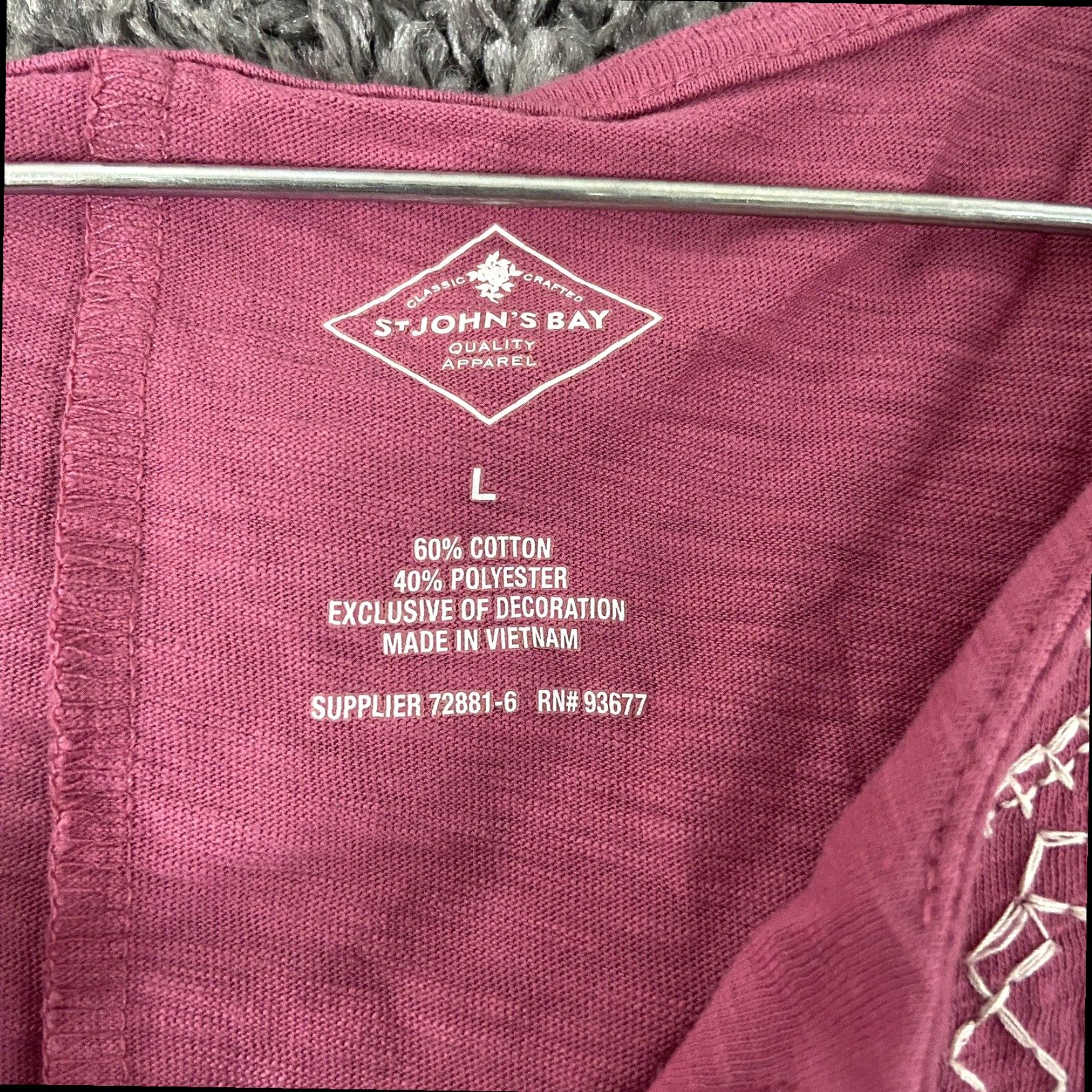 Vintage St John's Bay Women's Blouse Large Pink With Ties Embroidery Size L / US 10 / IT 46 - 6 Thumbnail