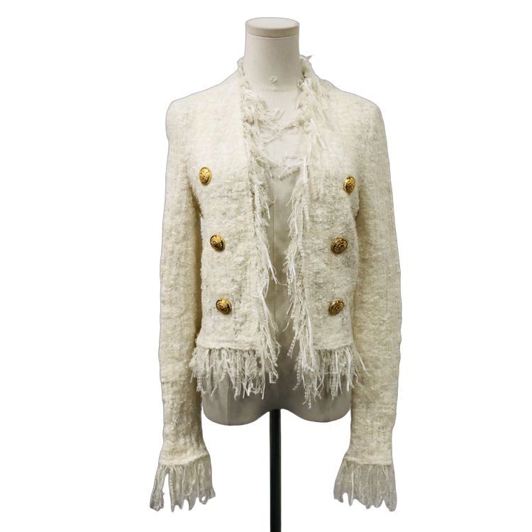 Balmain Balmain White Fringe Tweed Jacket Size 36 Size XS / US 0-2 / IT 36-38 - 1 Thumbnail