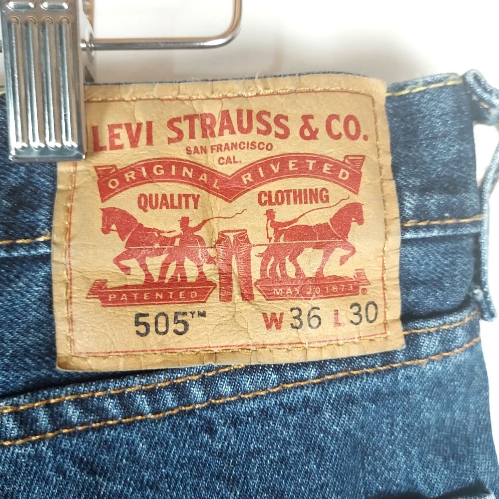 Levi's Levi's 505 Regular Fit Jeans 36x30 Denim Blue Mid Rise 5-Pocket Straight Men's Pants Size US 36 / EU 52 - 3 Thumbnail
