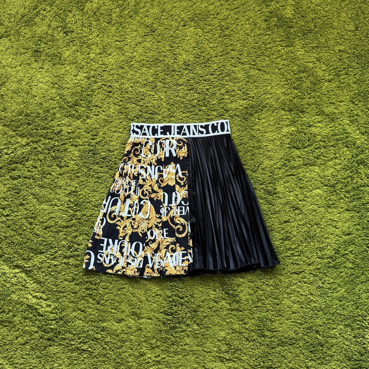 Versace Jeans Couture all around logo plisse skirt