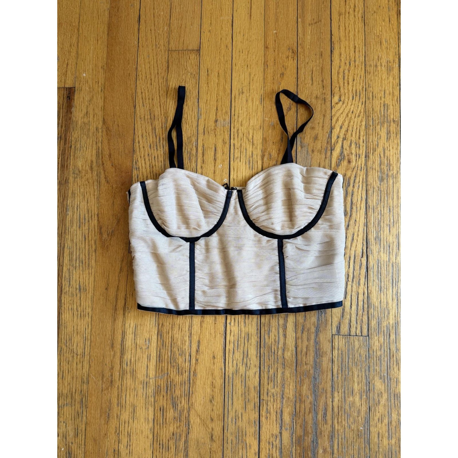 Alice + Olivia Alice + Olivia Bustier 10 Beige Mesh Boned Overbust Zip Back Size ONE SIZE - 1 Thumbnail