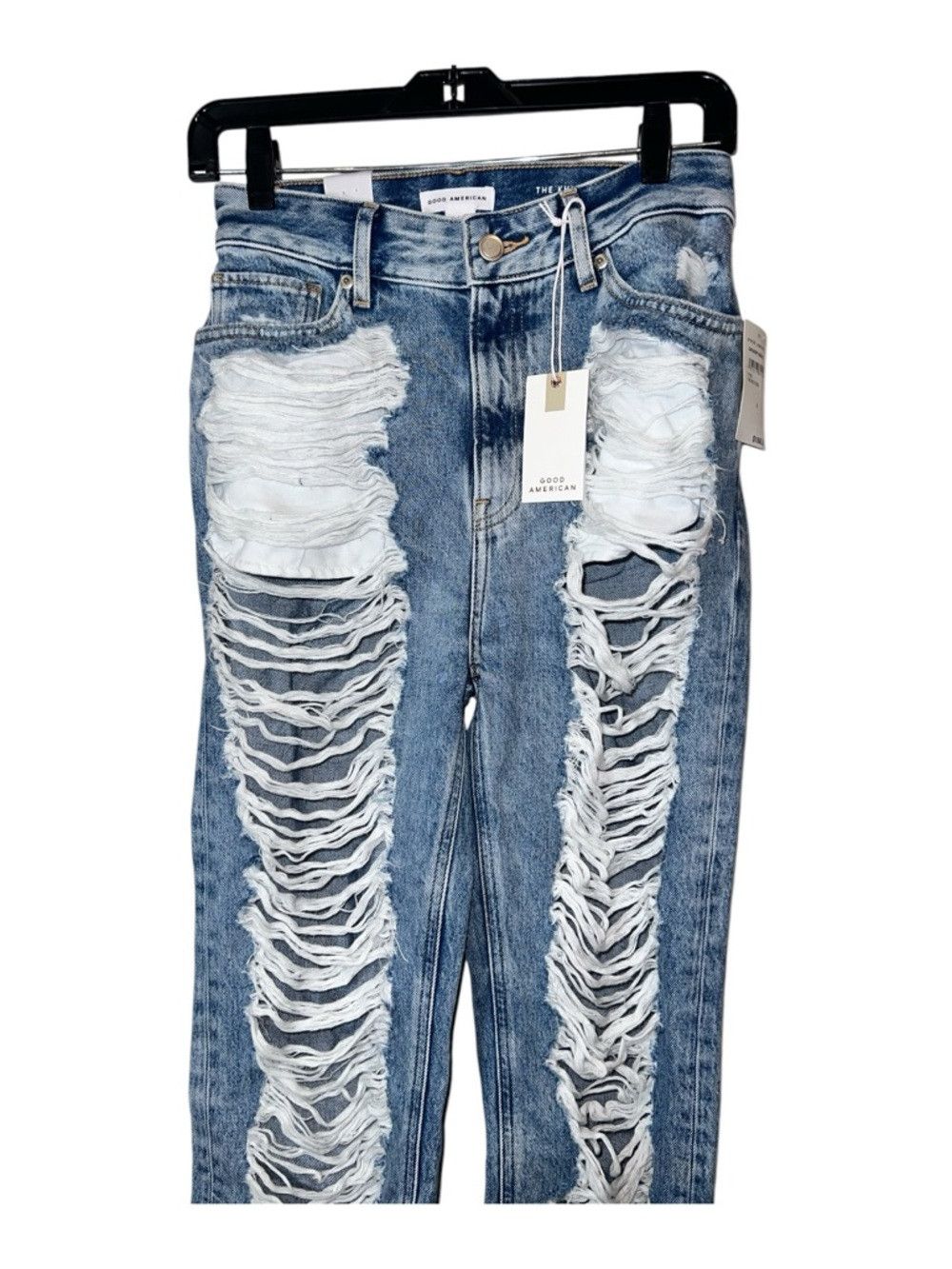 Good American Good American The Khloé Jean High Waist Straight Leg Distre Size 26" / US 2 / IT 38 - 6 Thumbnail