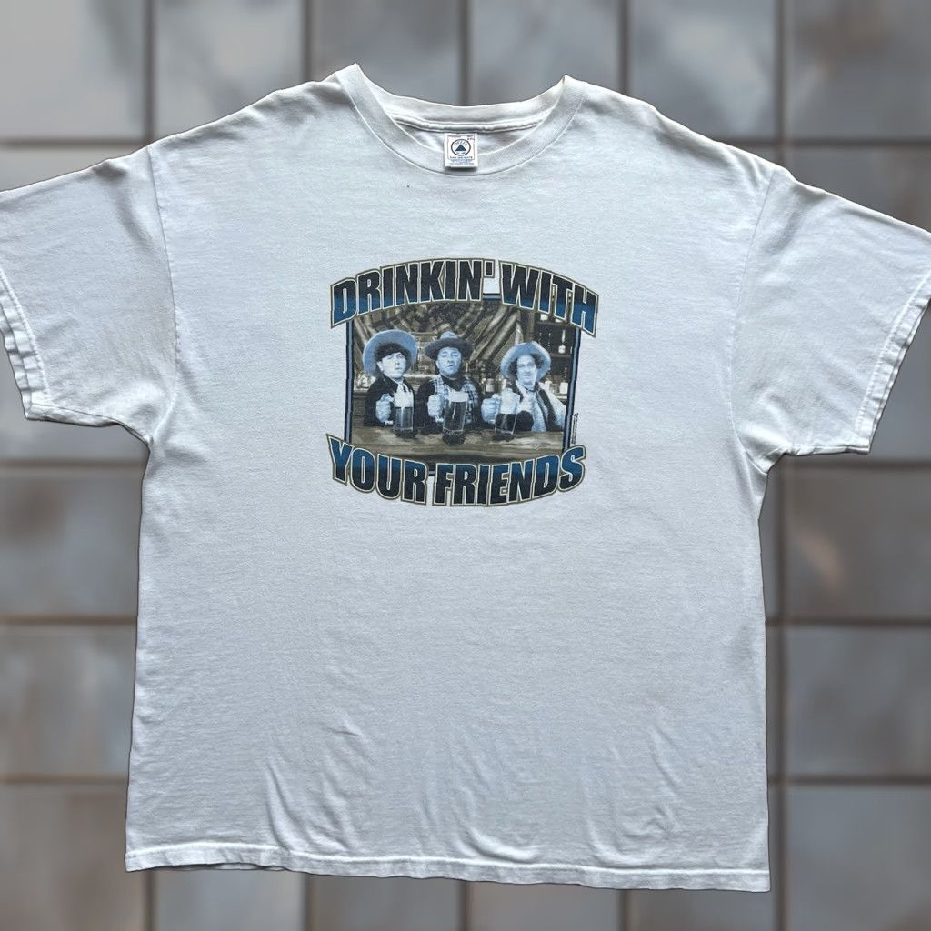 Vintage Vintage Three Stooges Shirt 2XL White 90s Drinking With Your Friends Comedy Shirt Mens Size US XXL / EU 58 / 5 - 1 Thumbnail