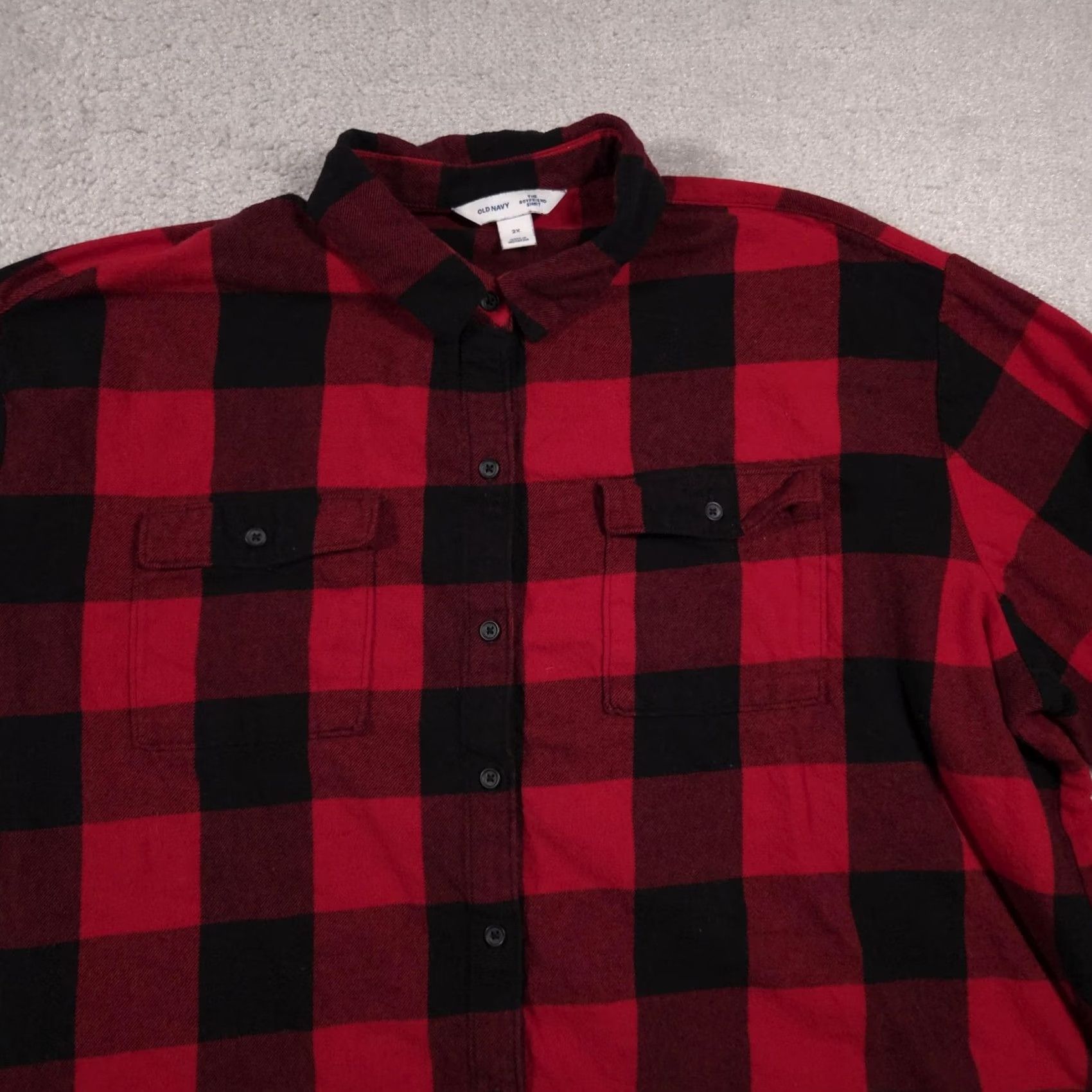 Old Navy VINTAGE Old Navy Shirt Womens 2X Red Black Buffalo Plaid Flannel Boyfriend Button Up Size XXL / US 16-18 / IT 52-54 - 3 Thumbnail