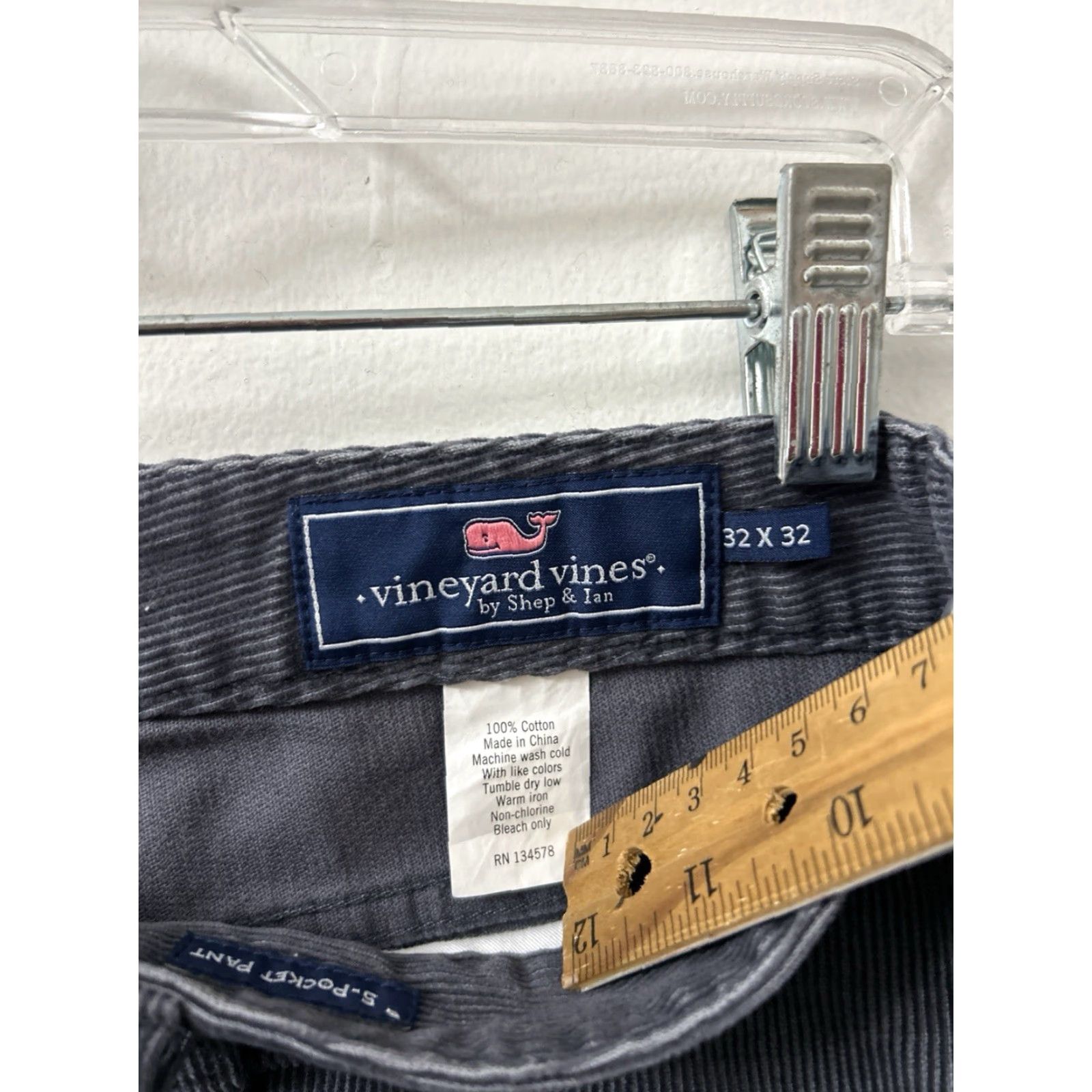 Vineyard Vines Vineyard Vines Pants Mens 32x32 Gray Corduroy 5 Pocket Zipper Button Logo Chino Trousers Size US 32 / EU 48 - 6 Thumbnail
