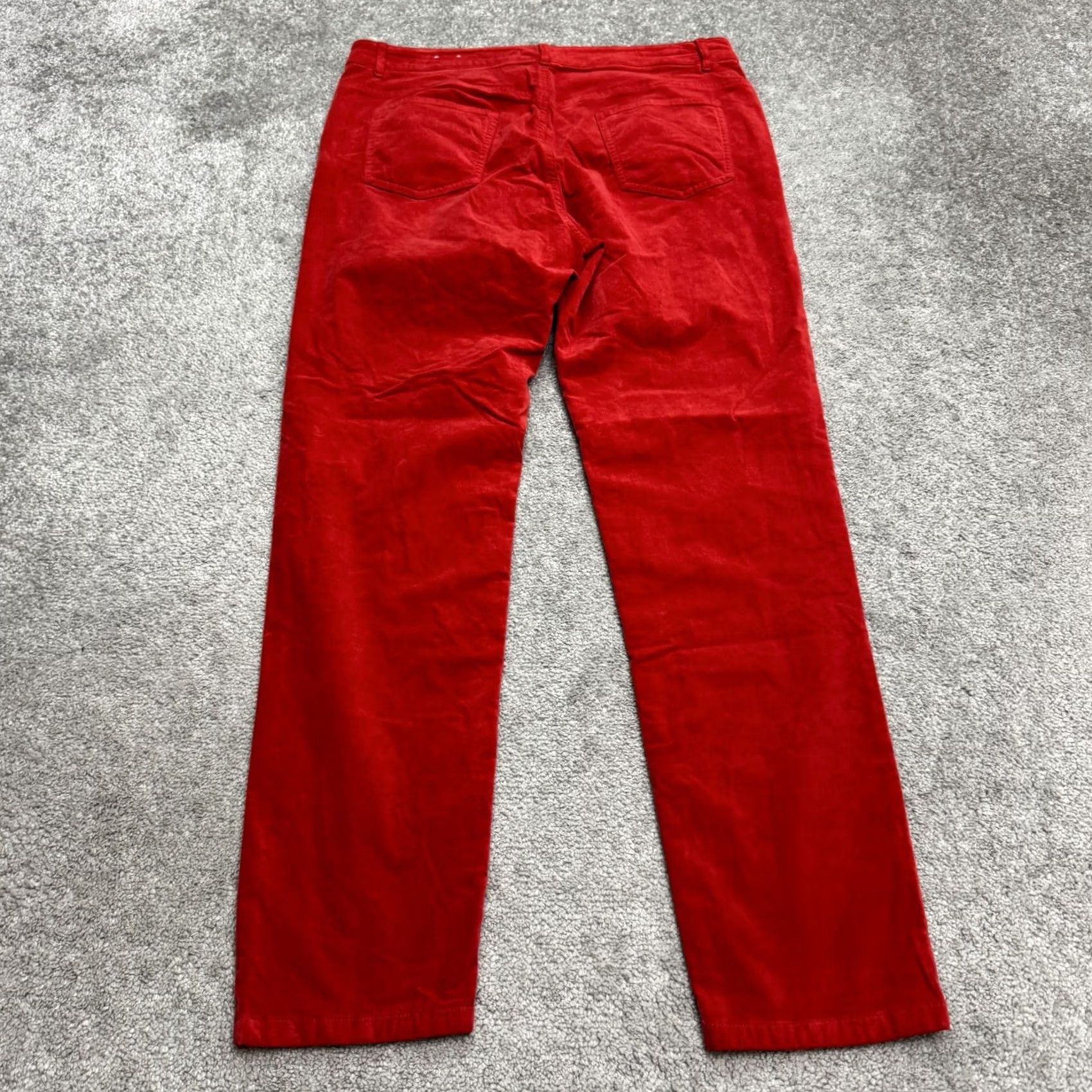 Madewell J. McLaughlin Velveteen Straight Leg Pants Womens 12 Red High Rise Stretch 34x30 Size 42" / US 20 - 2 Thumbnail