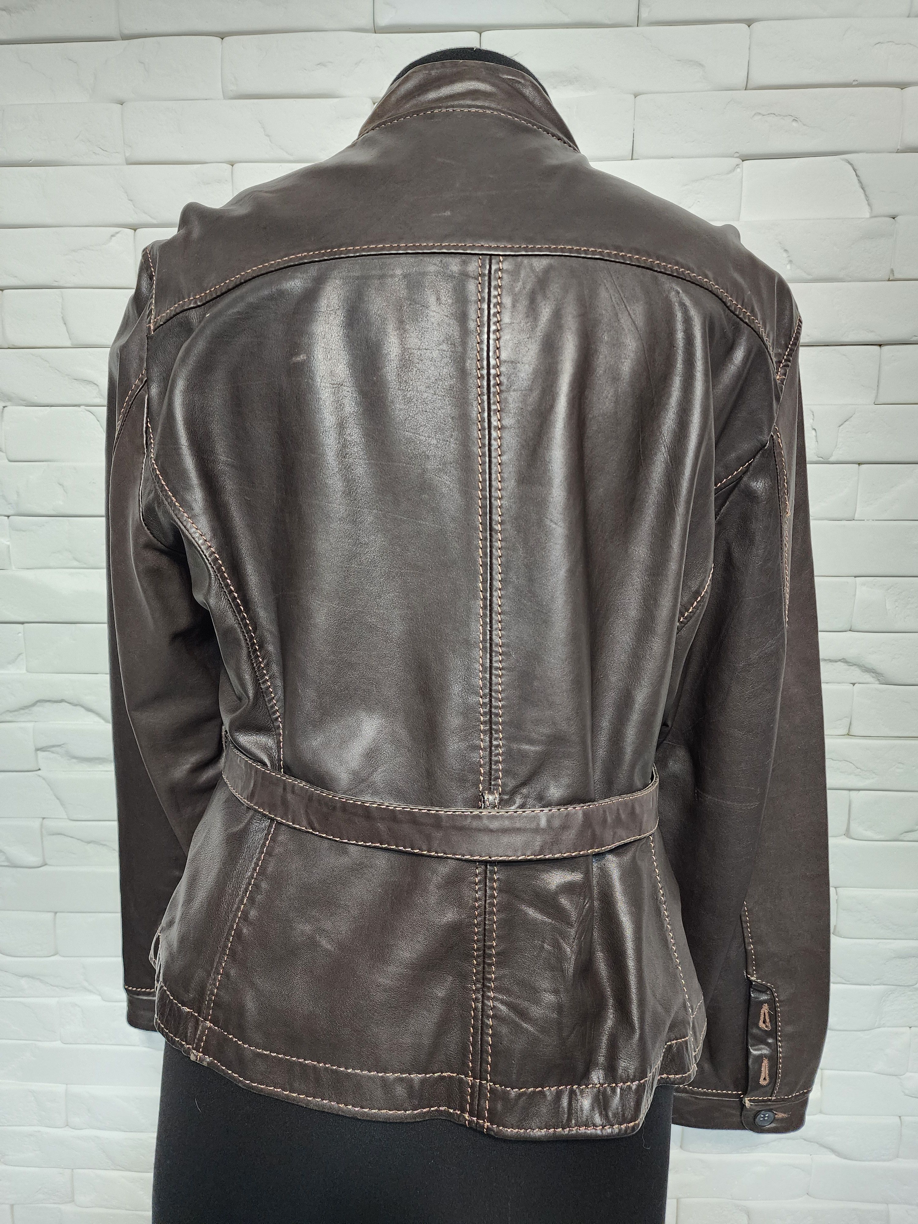 Designer Brown women's leather jacket. Size XL / US 12-14 / IT 48-50 - 3 Thumbnail
