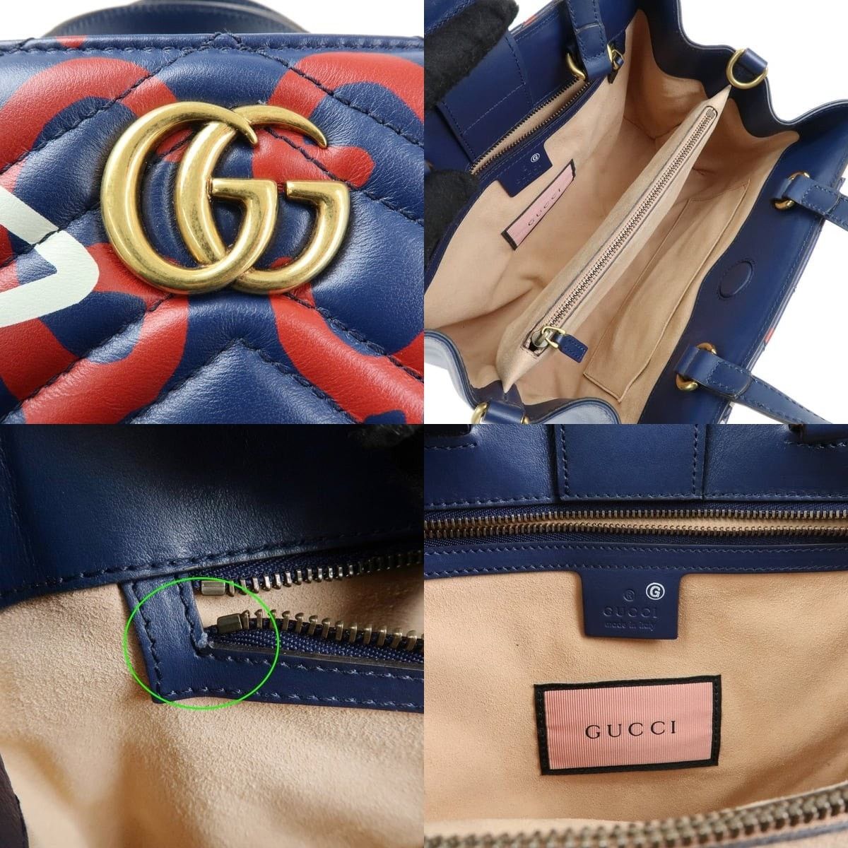 Gucci Gucci GG Marmont Ghost Leather Top Handle Bag Navy Size ONE SIZE - 4 Thumbnail