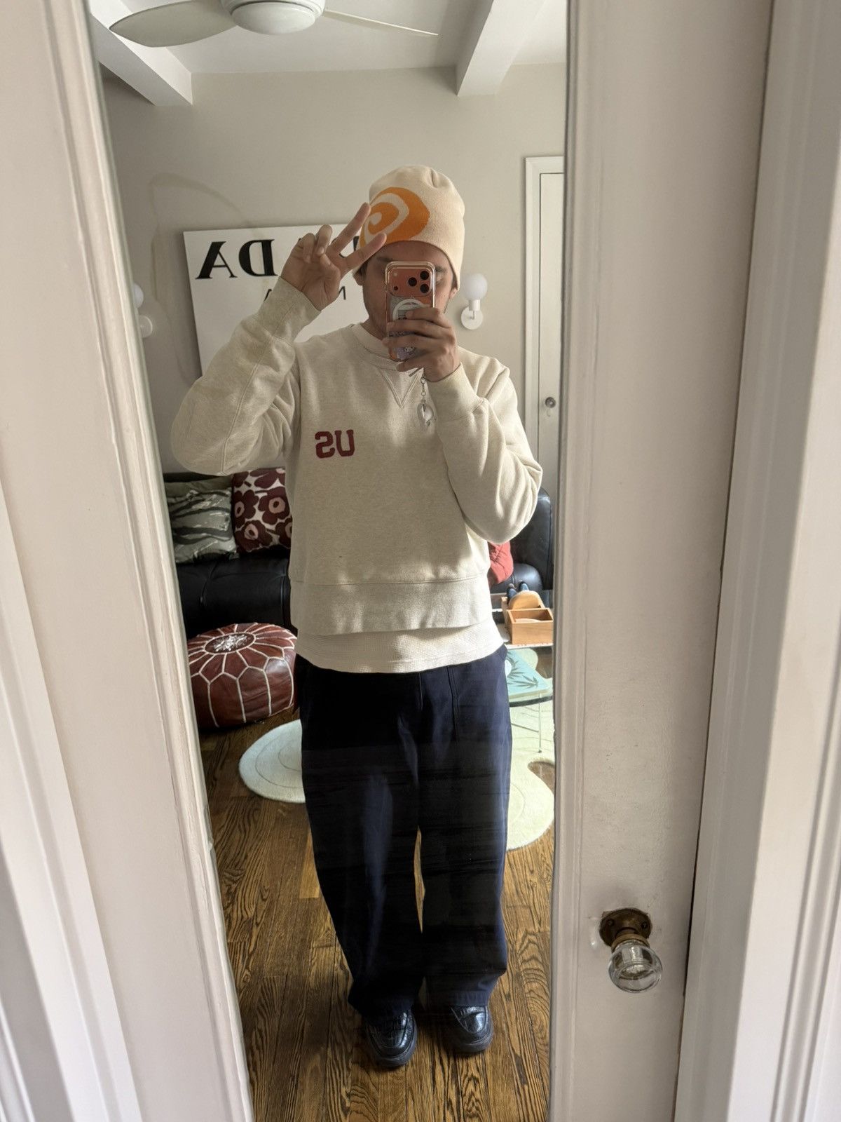 Visvim Oatmeal Crewneck College Sweatshirt, size 5 CUSTOM CROP Size US L / EU 52-54 / 3 - 19 Thumbnail