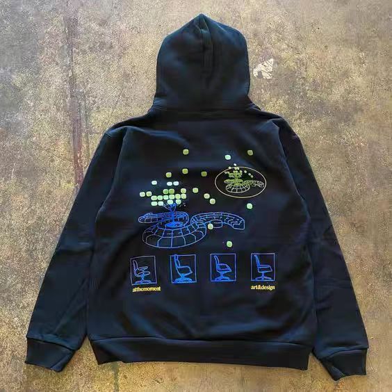 Vintage Blue washed retro chair print hoodie y2k Size US M / EU 48-50 / 2 - 1 Thumbnail
