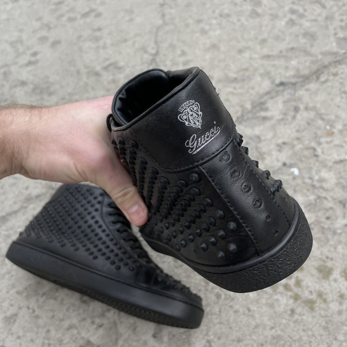 Gucci Vintage Gucci Spike Studded Leather Sneakers Black 37 Size US 7 / IT 37 - 9 Thumbnail