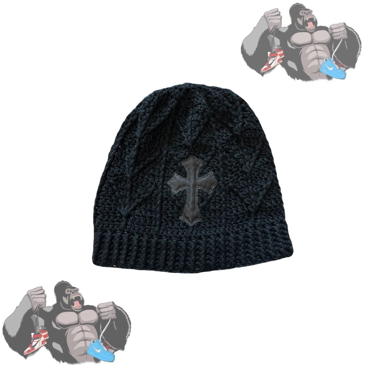 Chrome Hearts Chrome Hearts Cross Patch Cashmere Beanie Mens Size ONE SIZE - 1 Thumbnail