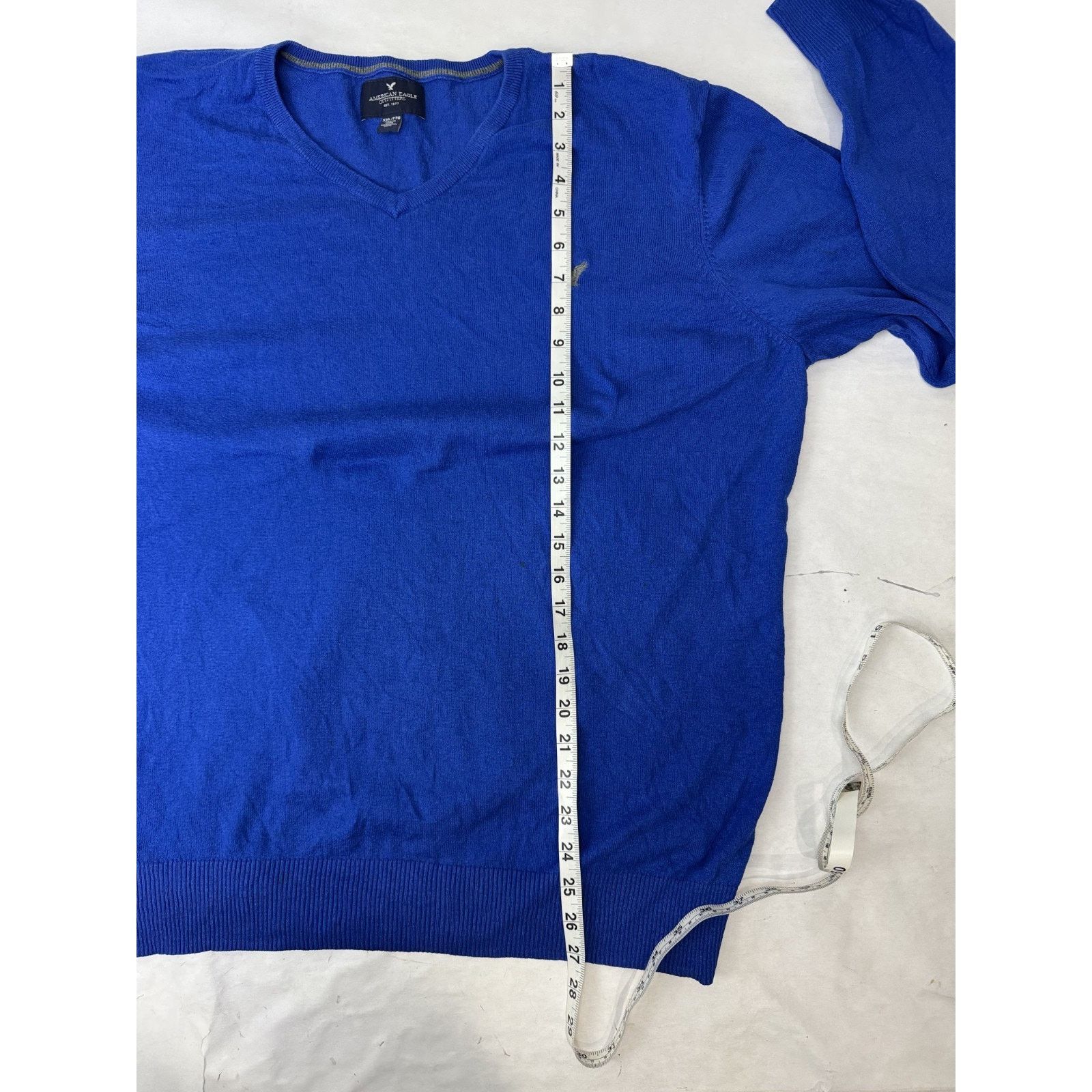 American Eagle Outfitters American Eagle Sweater Mens XXL Royal Blue Logo V-Neck Size US XXL / EU 58 / 5 - 3 Thumbnail