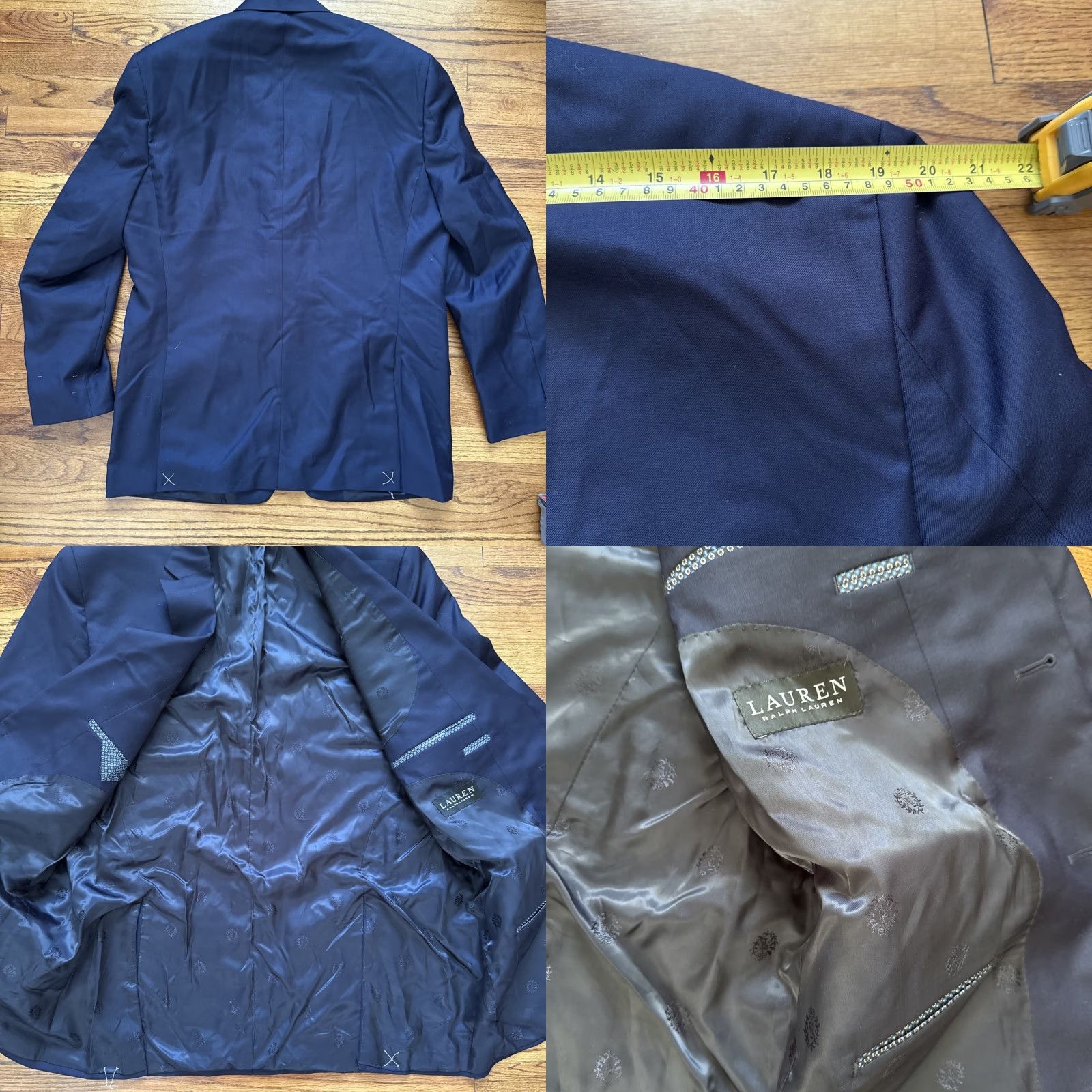 Ralph Lauren Ralph Lauren Black Label Mens Navy Blue Suit 44L 2 Piece Wool Wool Jacket Flat Front Athletic Regular 2 Button 4-Button Sleeve Jeans? Size 44R - 8 Thumbnail